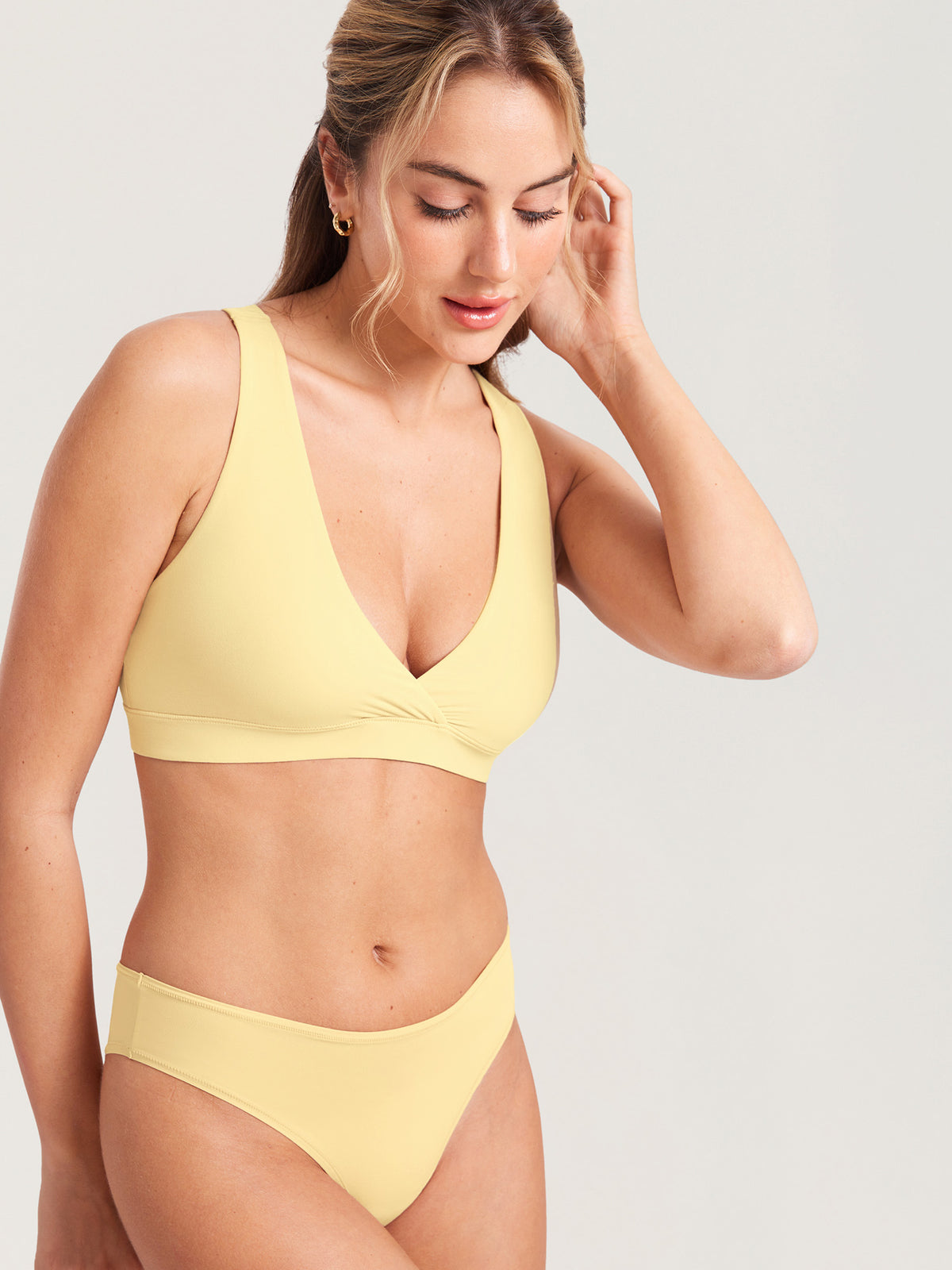 Inbarely® Crossover Racerback Nursing Bra Pale Yellow