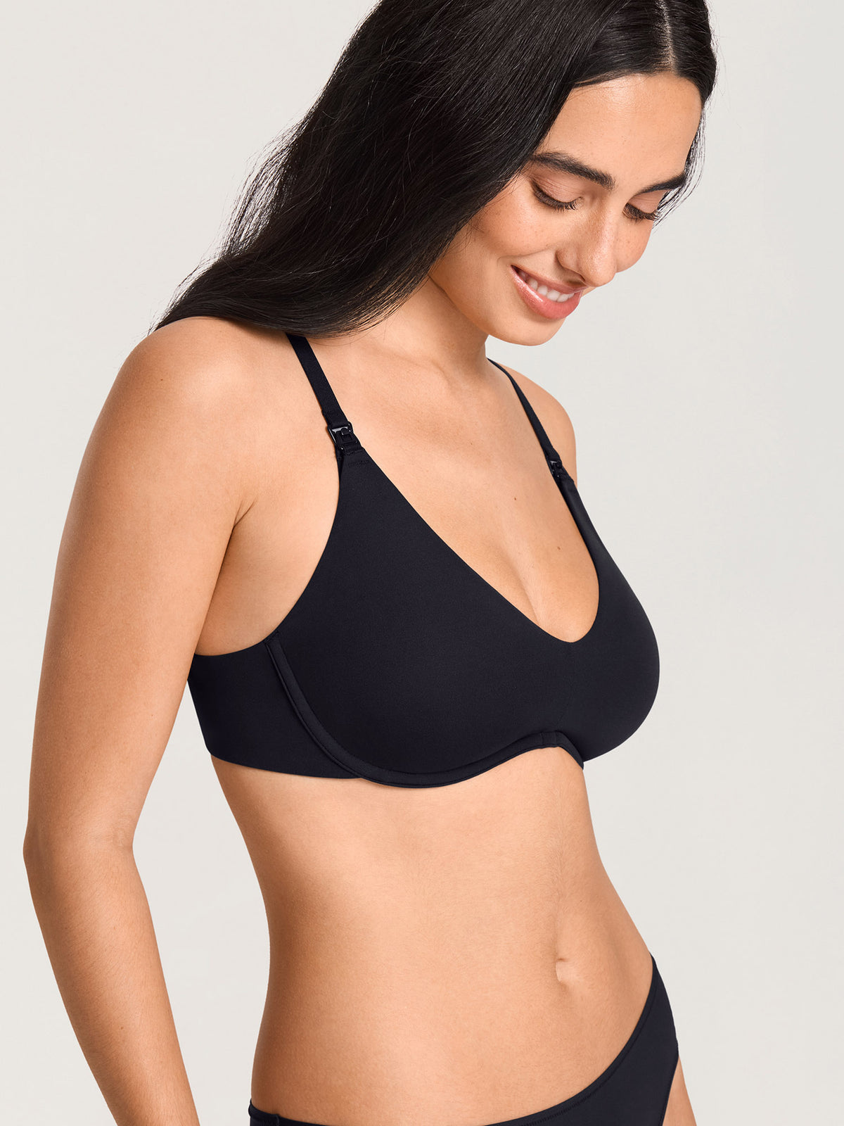Inbarely® Plus Underwire Plunge Nursing Bra Black