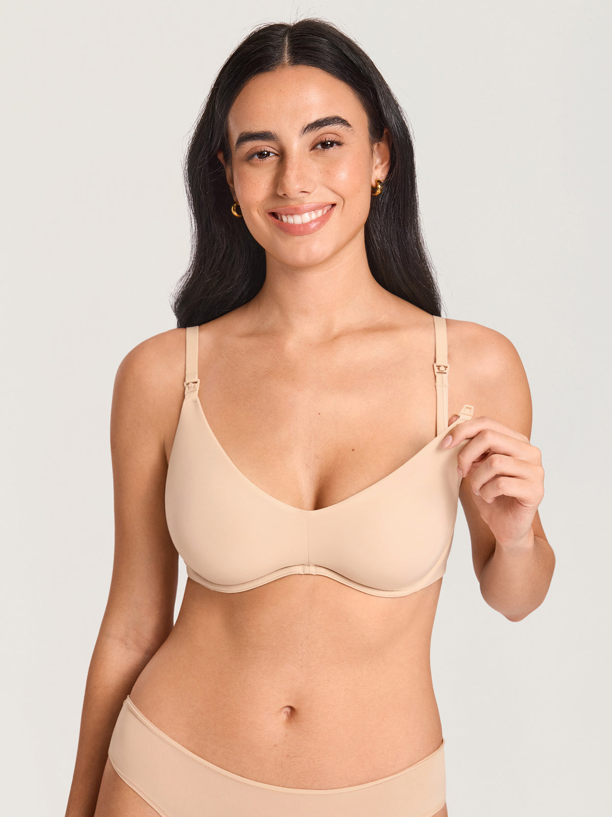 Inbarely® Plus Underwire Plunge Nursing Bra Beige