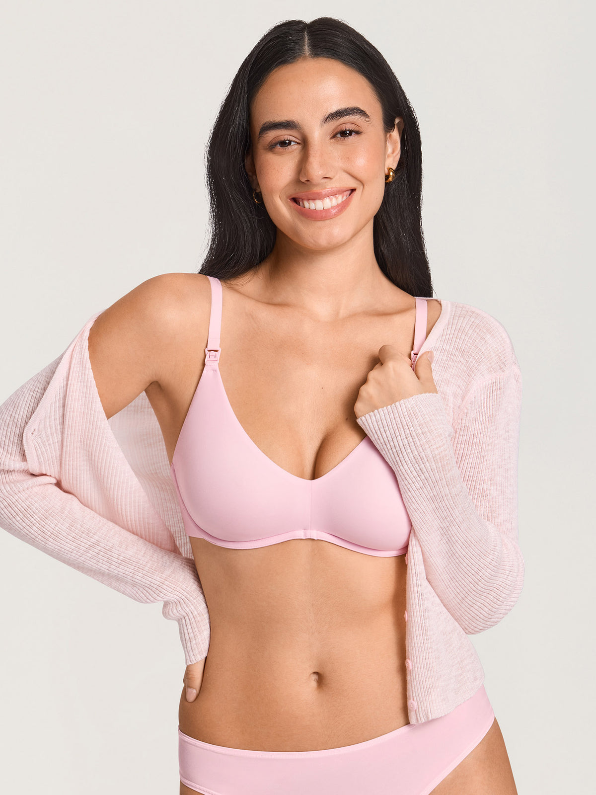 Inbarely® Plus Underwire Plunge Nursing Bra Sweet Pink