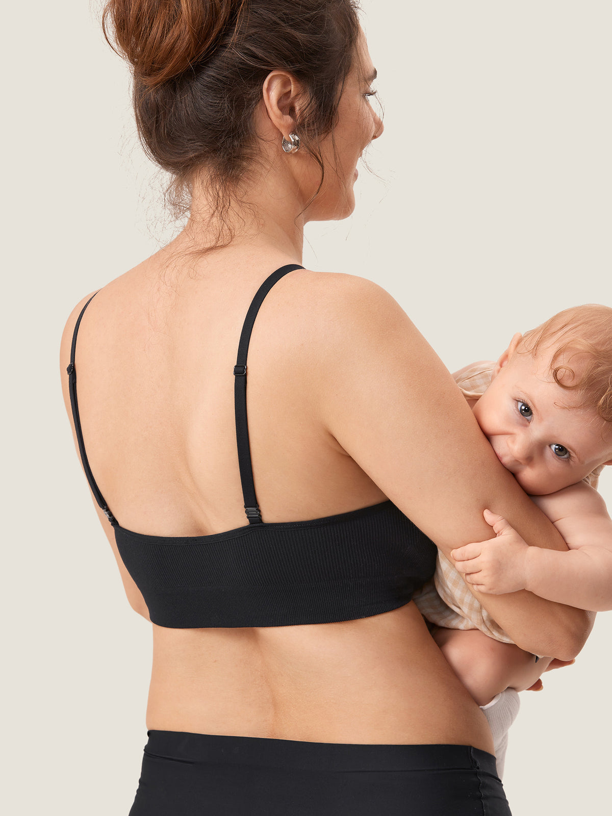 Ribbed Scoop Nursing Bralette Black