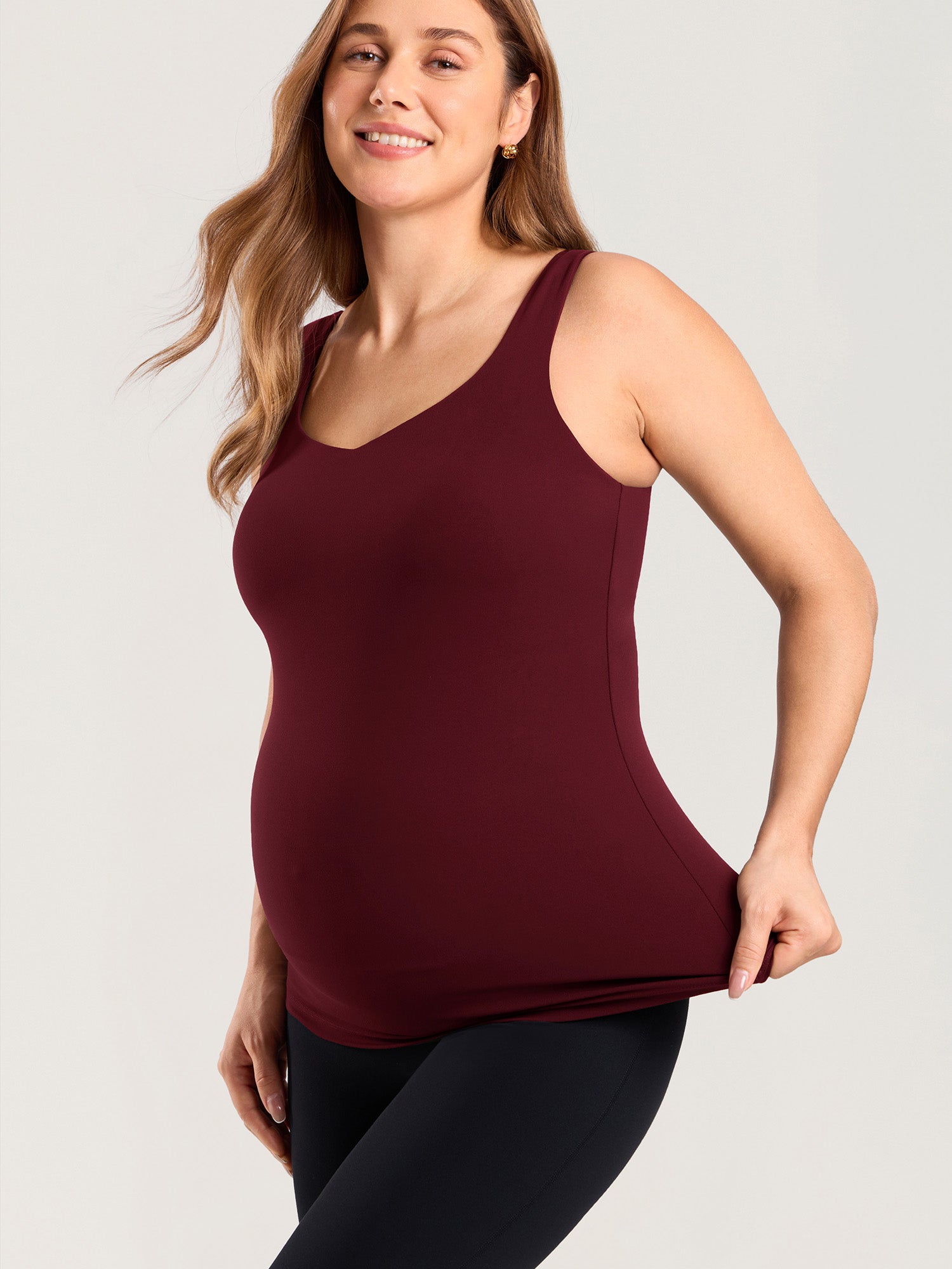 Natrelax® V Neck Nursing Tank Top Red Merlot