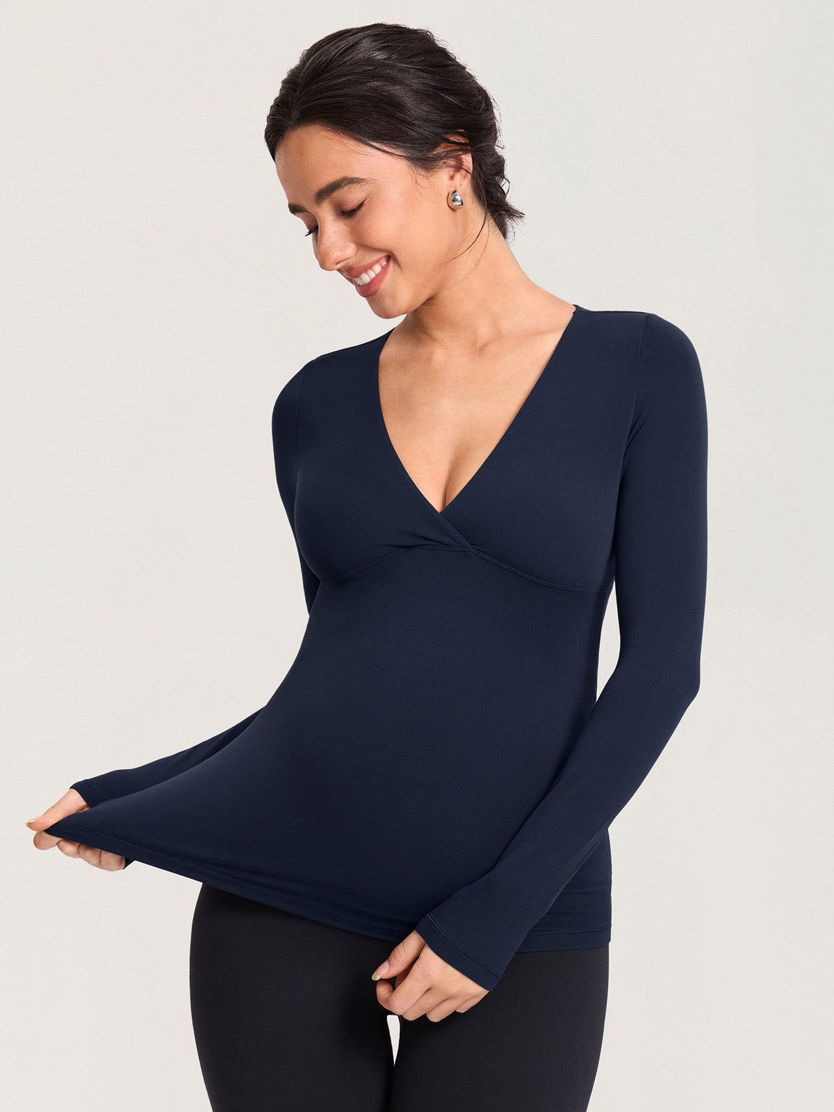 AirSoft Crossover Maternity & Nursing Top - Long Sleeves Deep Ocean Blue