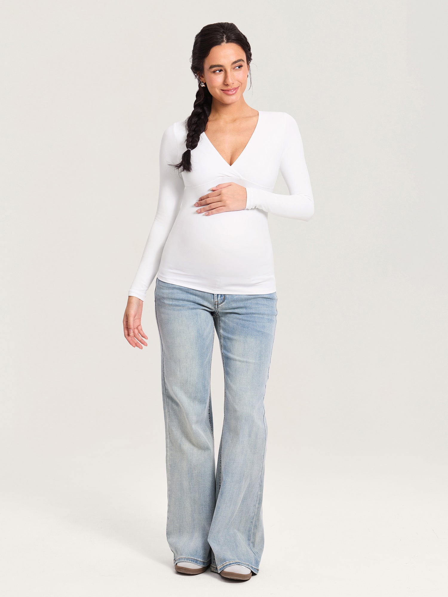 AirSoft Crossover Maternity & Nursing Top - Long Sleeves Snow White