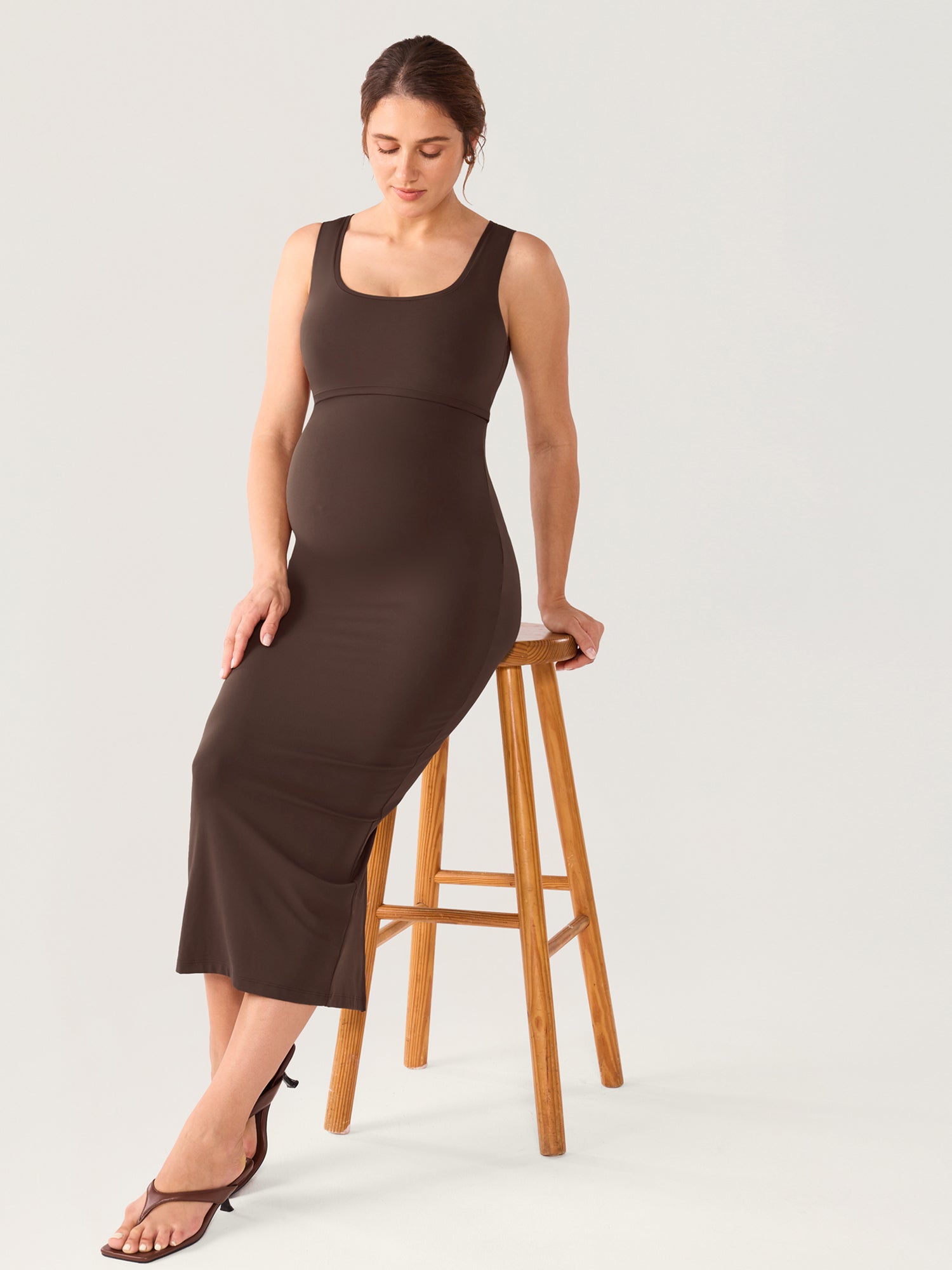 Natrelax® Hidden Crossover Babycon Maxi Dress Clay Brown