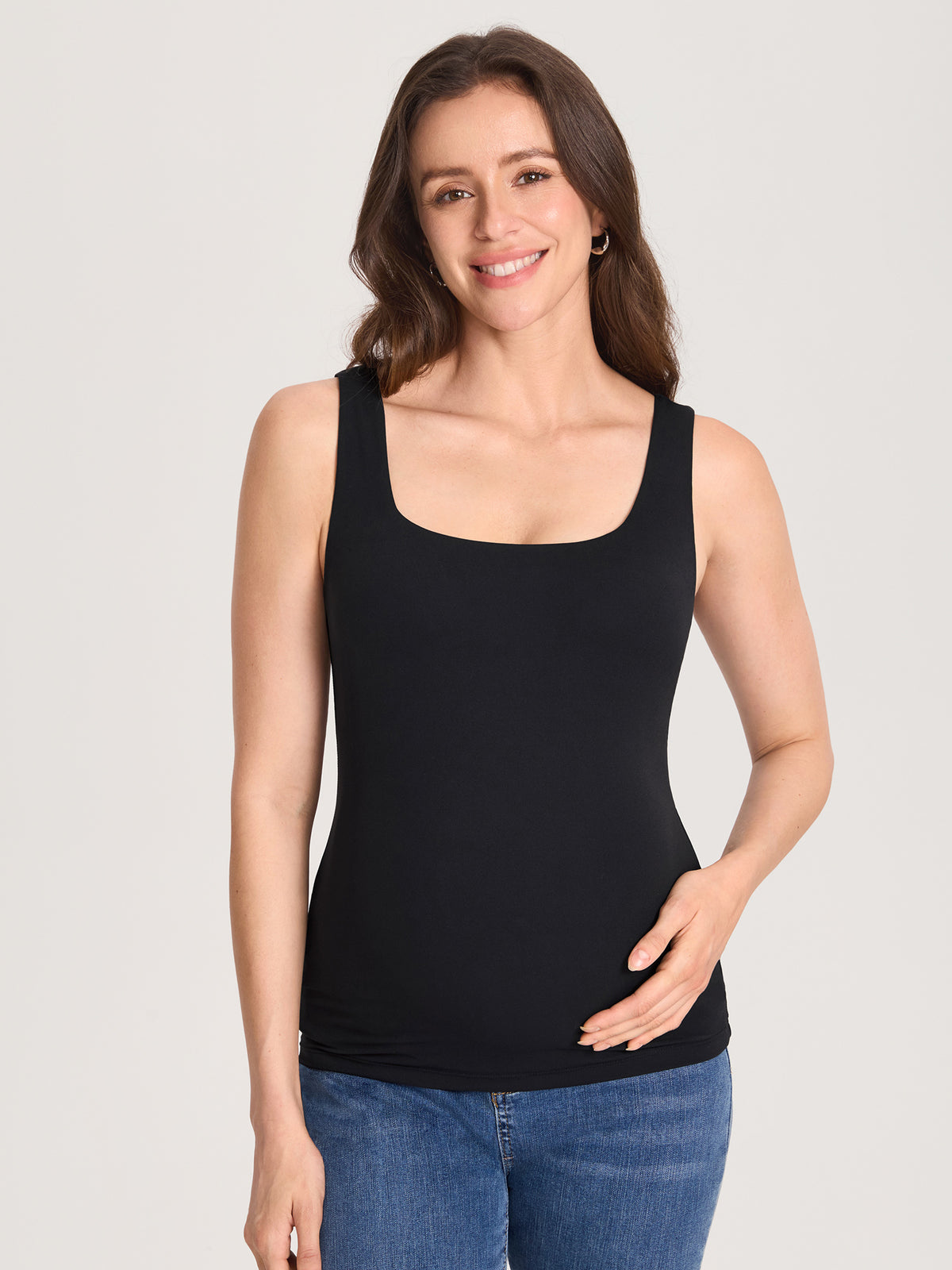 Airsofta Fixed Cup Maternity Tank Top Black