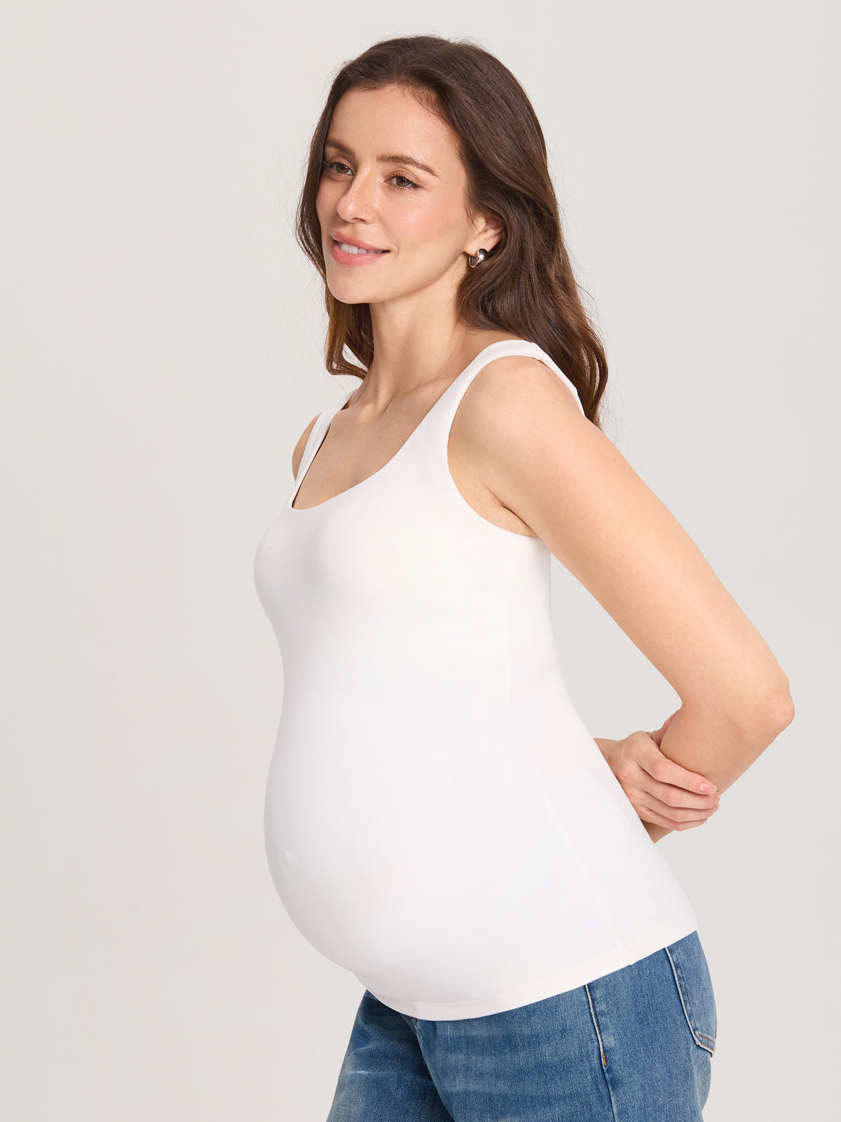 Airsofta Fixed Cup Maternity Tank Top Iceland White