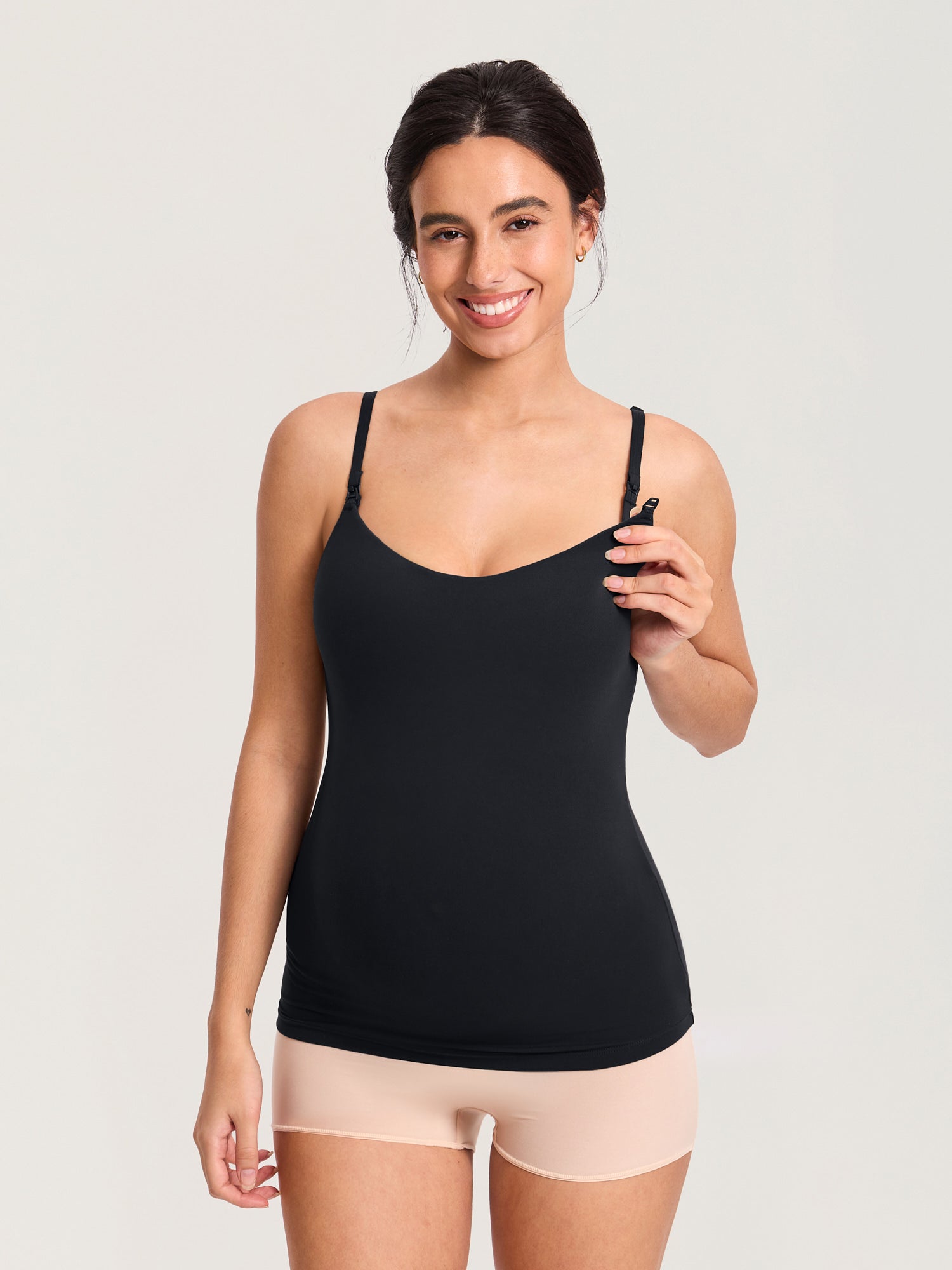 Airsofta Fixed Cup Nursing Cami Tank Black