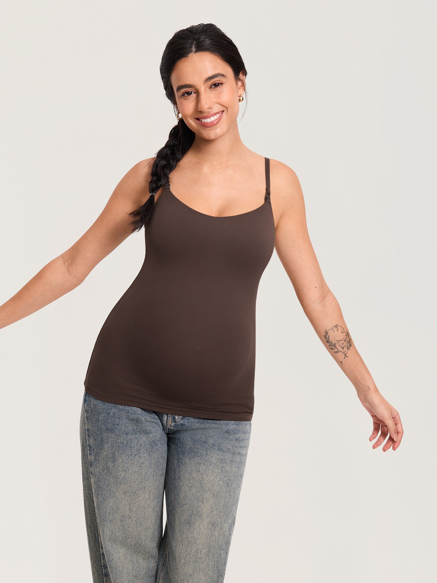 Airsofta Fixed Cup Nursing Cami Tank Clay Brown