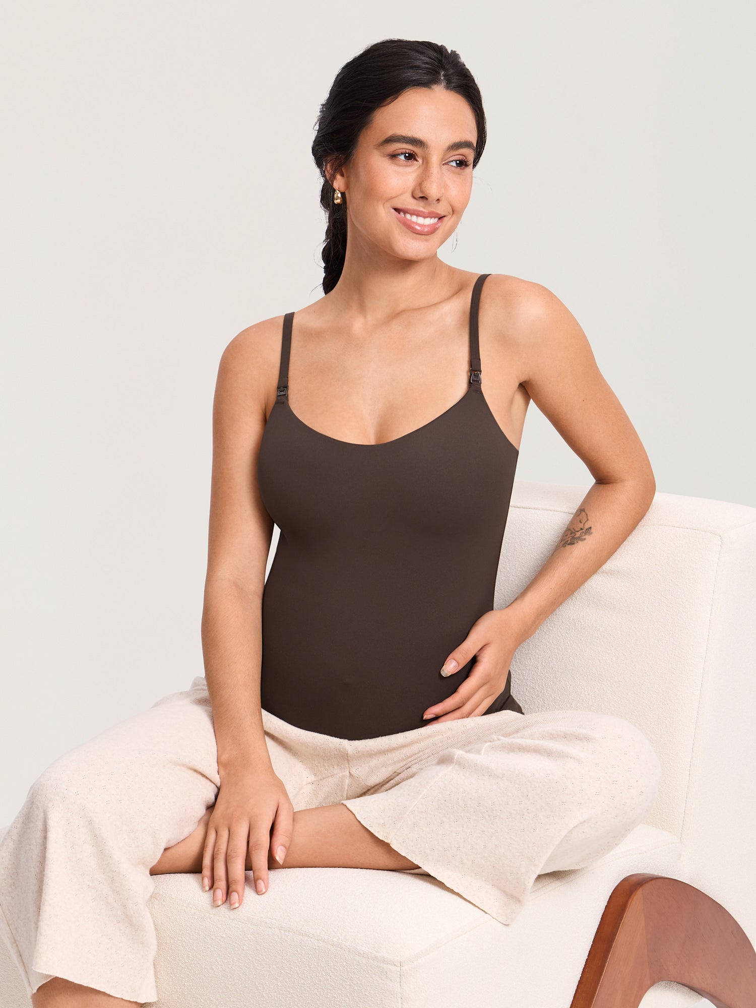 Airsofta Fixed Cup Nursing Cami Tank Clay Brown