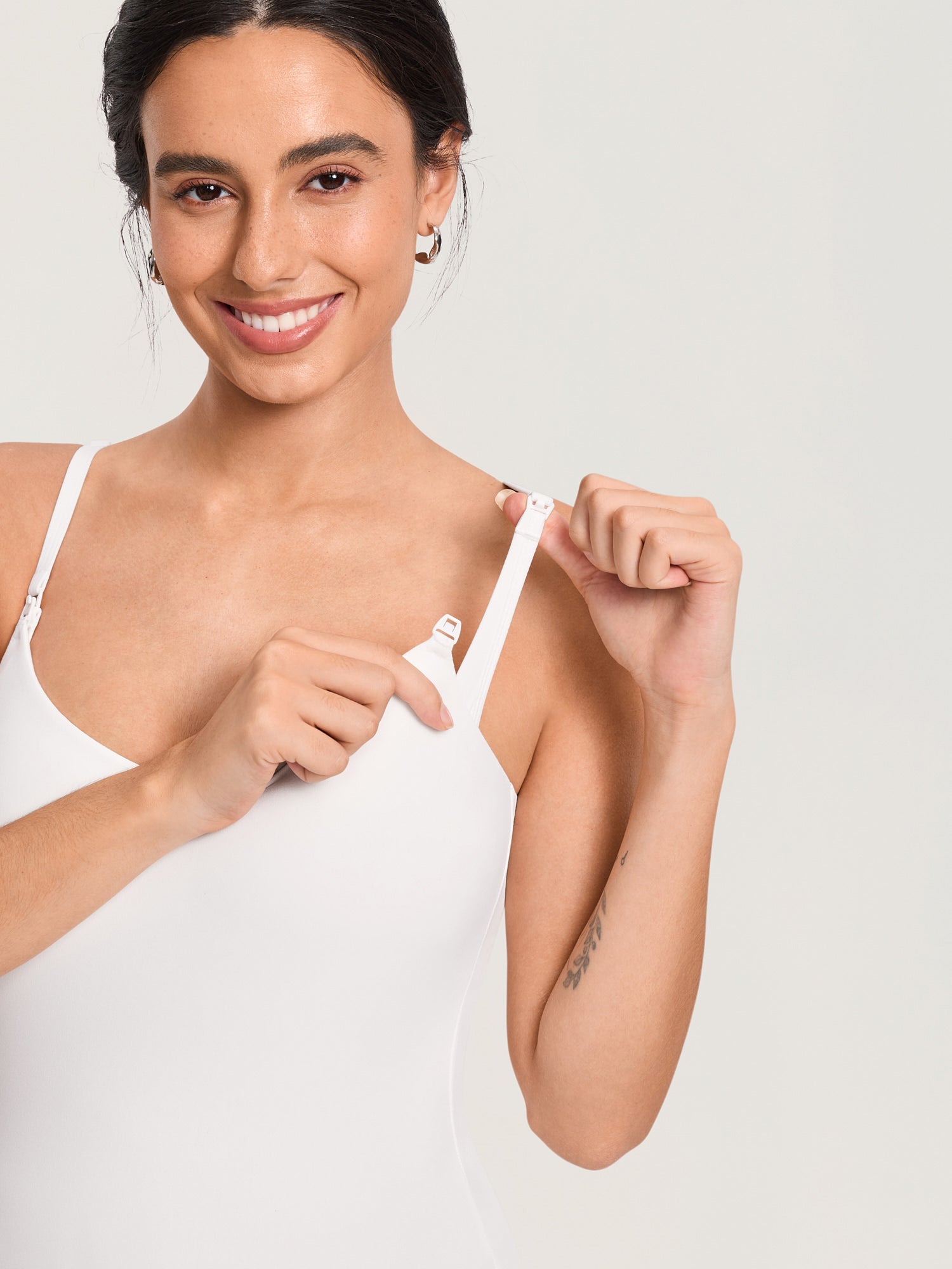 Airsofta Fixed Cup Nursing Cami Tank Iceland White