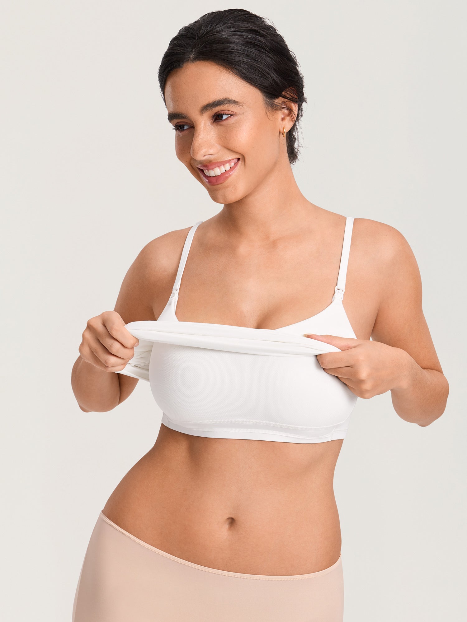 Airsofta Fixed Cup Nursing Cami Tank Iceland White