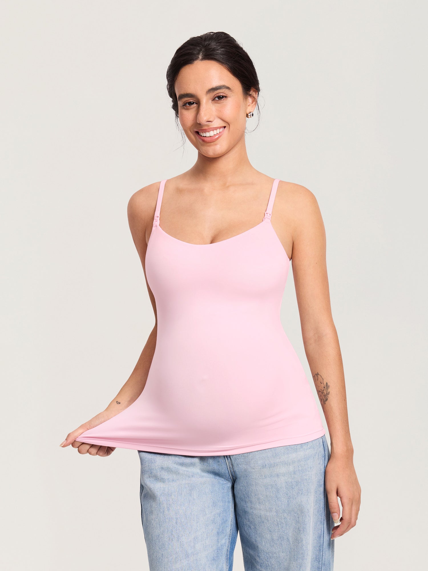 Airsofta Fixed Cup Nursing Cami Tank Sweet Pink