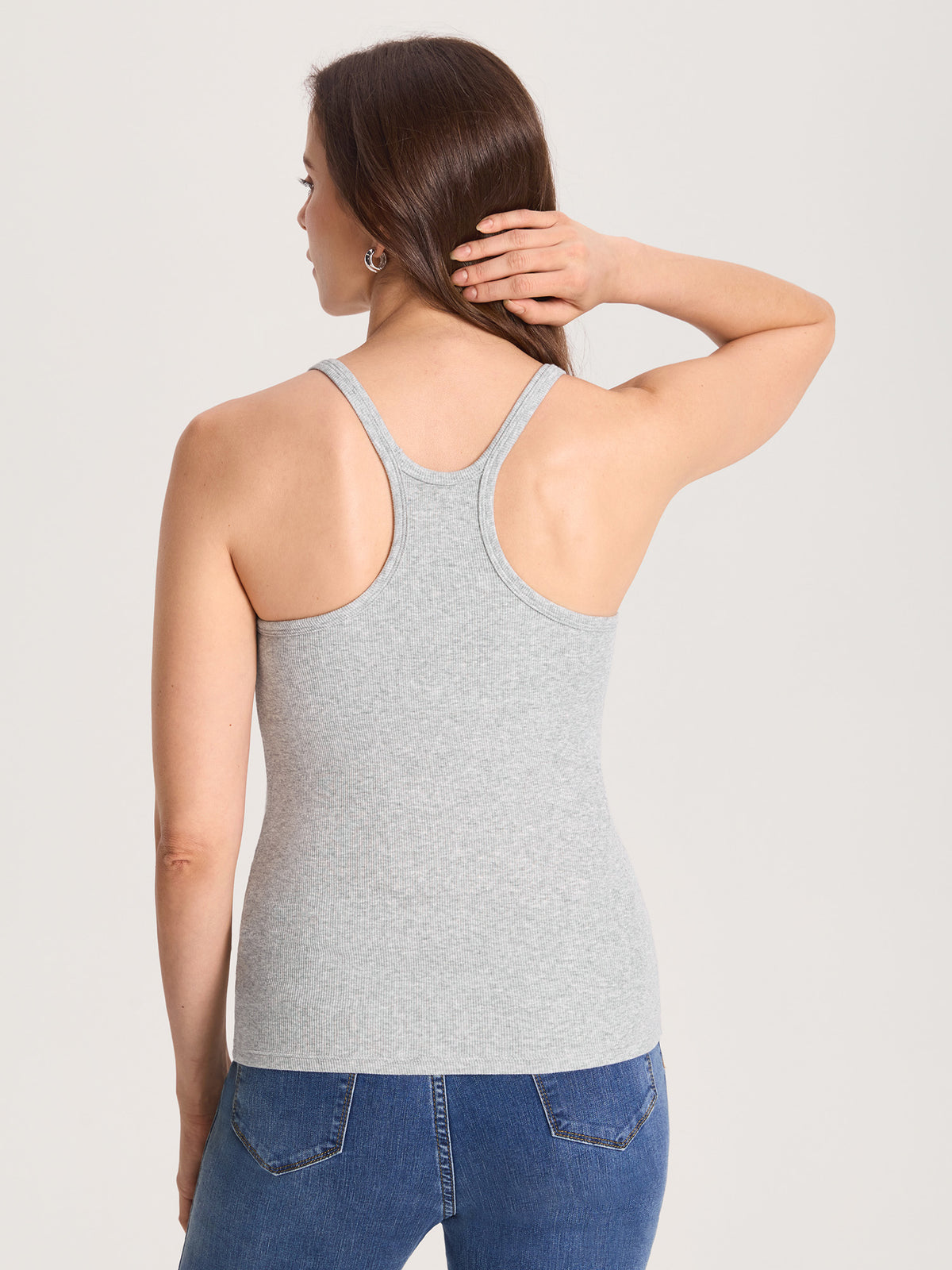 Cotton Rib Racerback Maternity Tank – Removable Cups Classic Heather