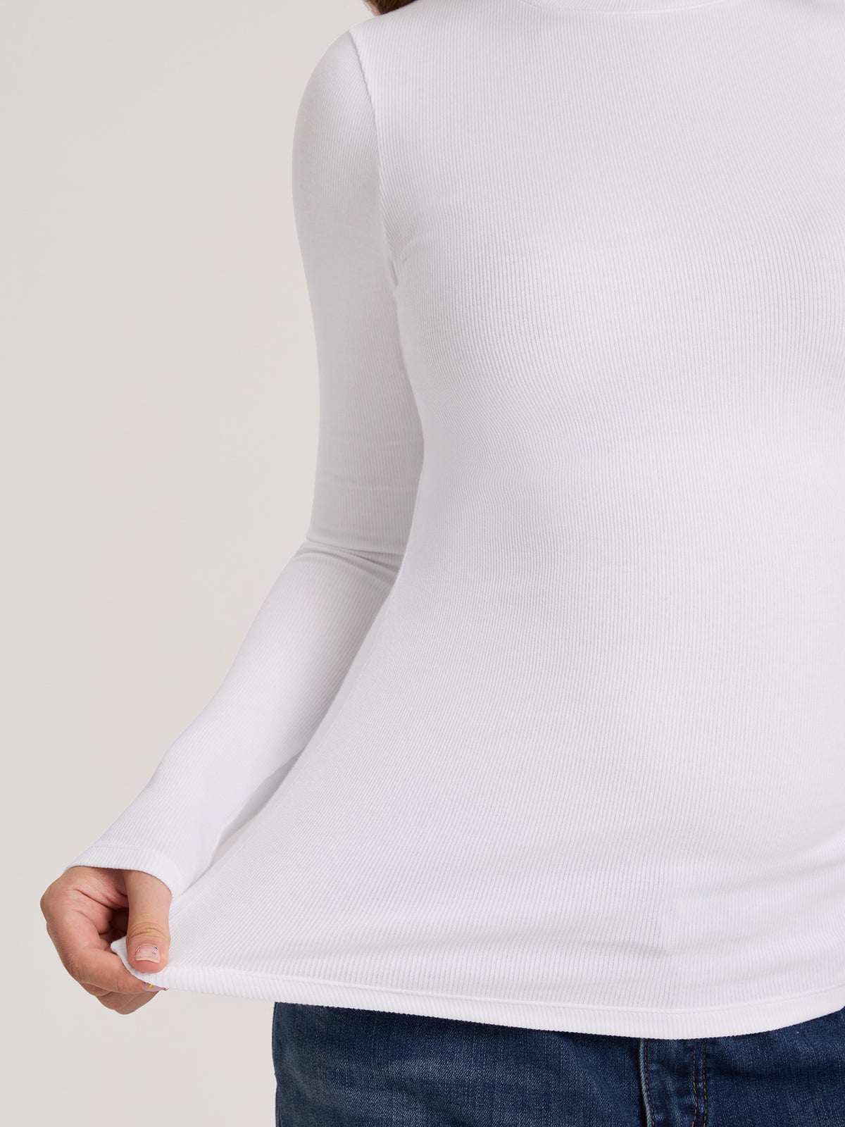 Cotton Rib Crew Neck Maternity Top White