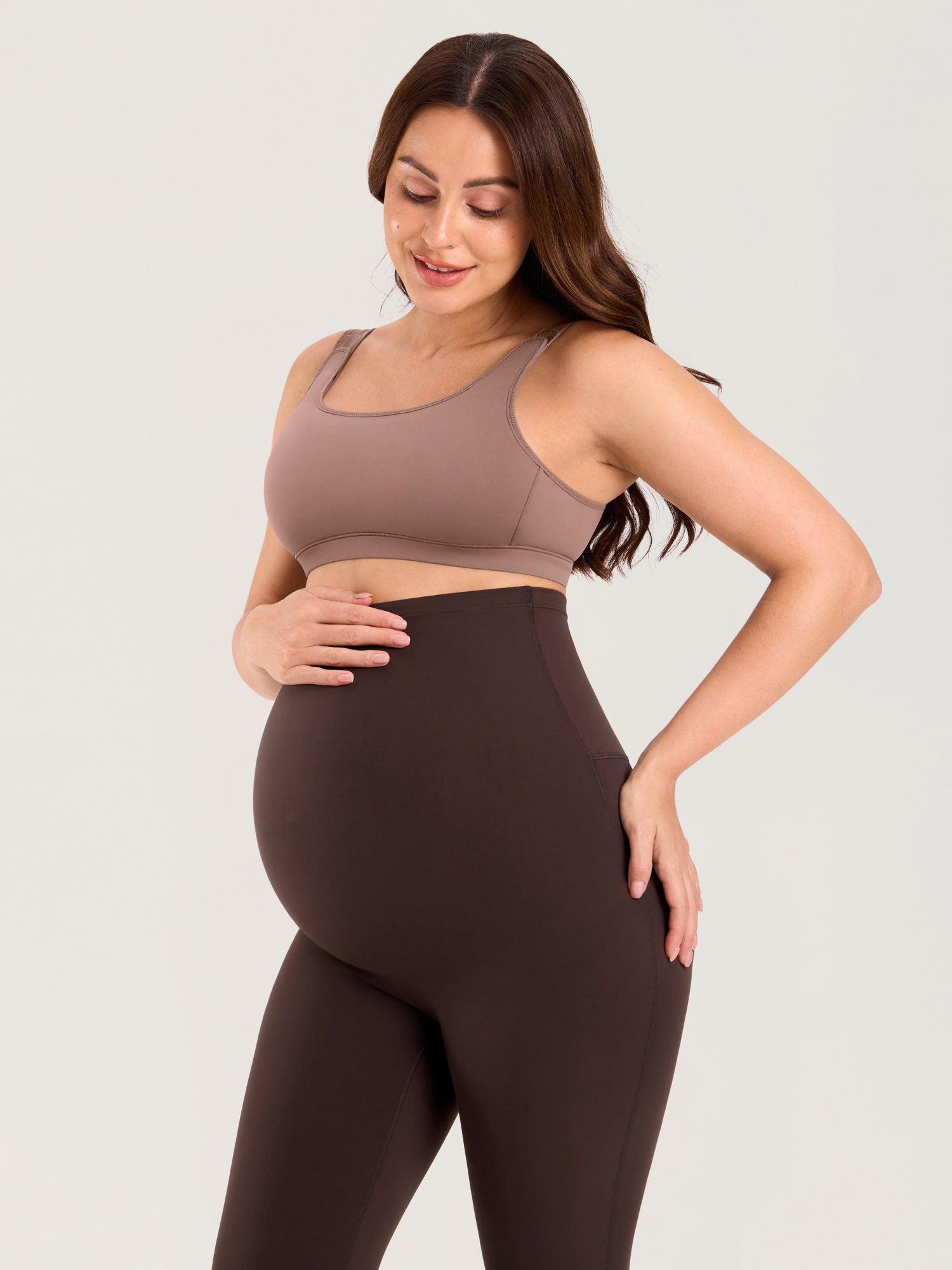 Natrelax® Seamless-Front Maternity Leggings 25" Hot Fudge Brown