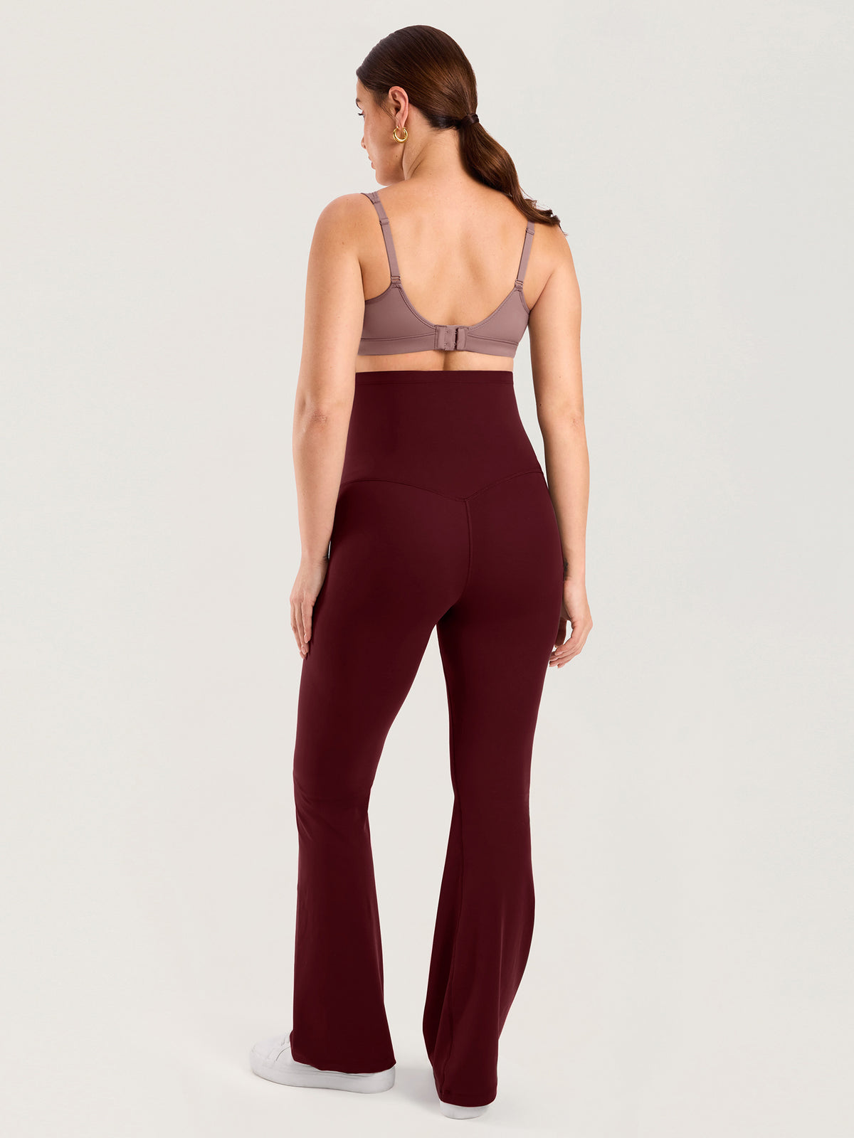 Natrelax® No Front Seam Maternity Flare Leggings 31.5" Red Merlot