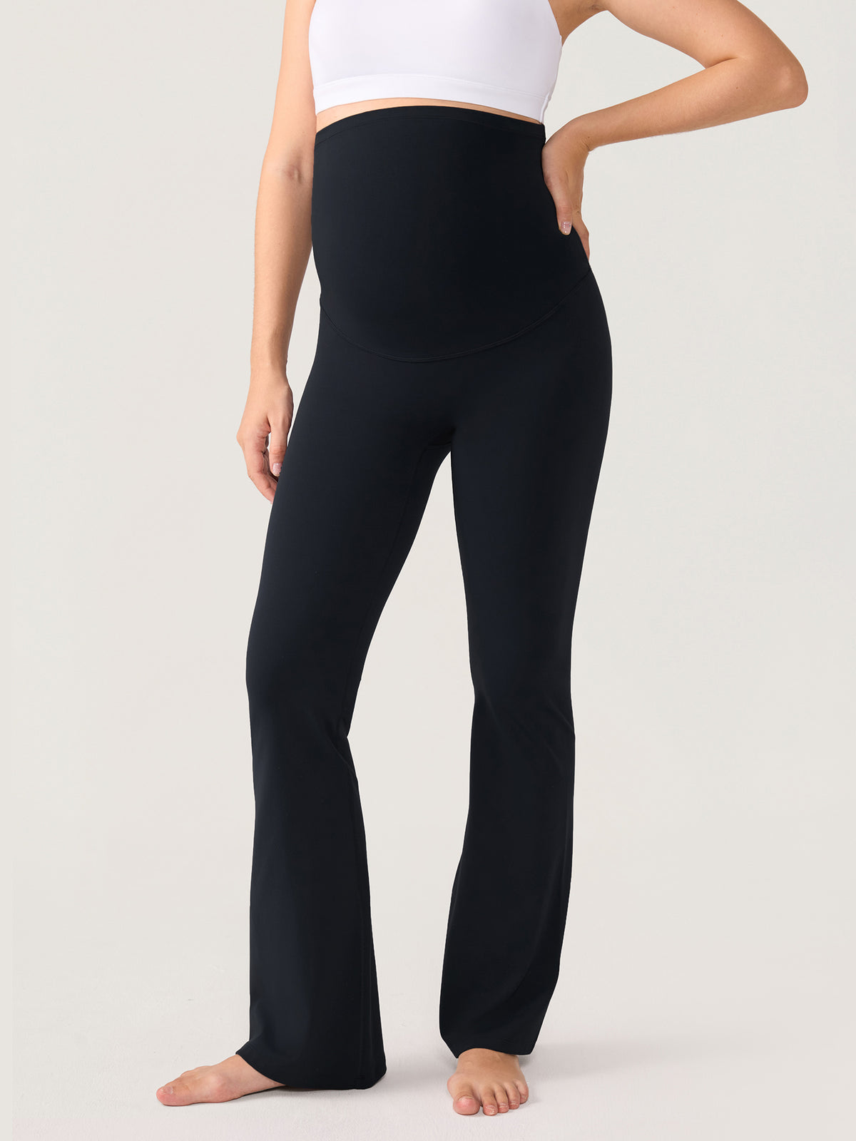 Natrelax® No Front Seam Maternity Flare Leggings 29.5" Black