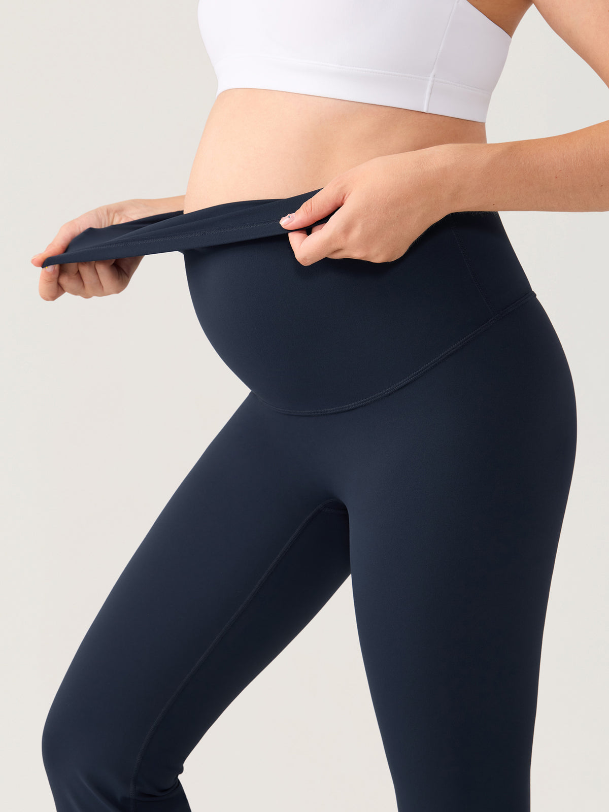 Natrelax® No Front Seam Maternity Flare Leggings 33.5" Twilight Blue