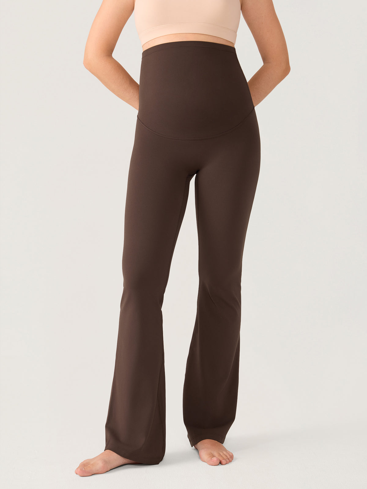 Natrelax® No Front Seam Maternity Flare Leggings 33.5" Clay Brown