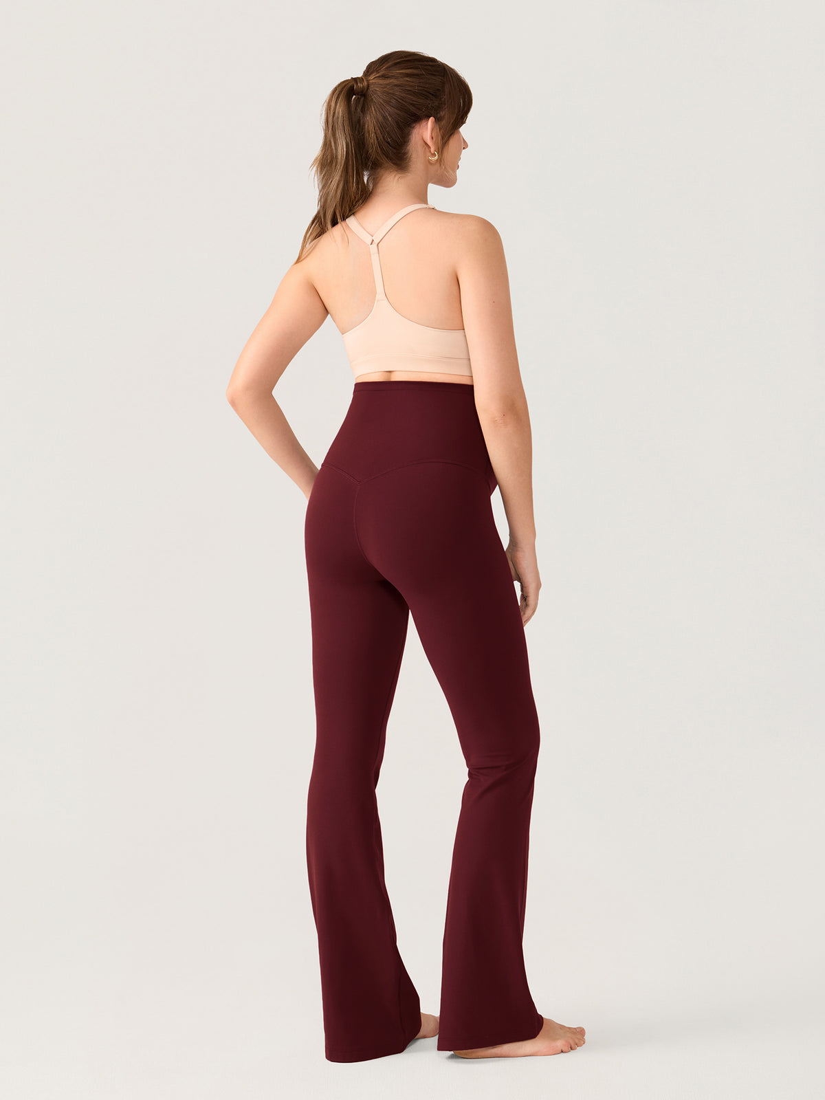 Natrelax® No Front Seam Maternity Flare Leggings 33.5" Red Merlot