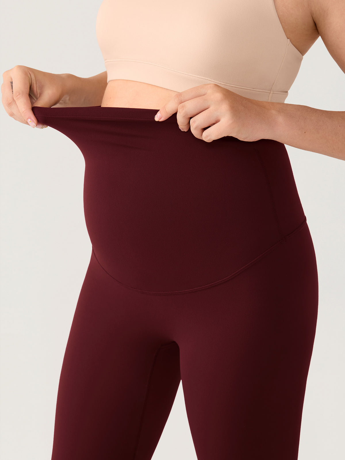 Natrelax® No Front Seam Maternity Flare Leggings 33.5" Red Merlot