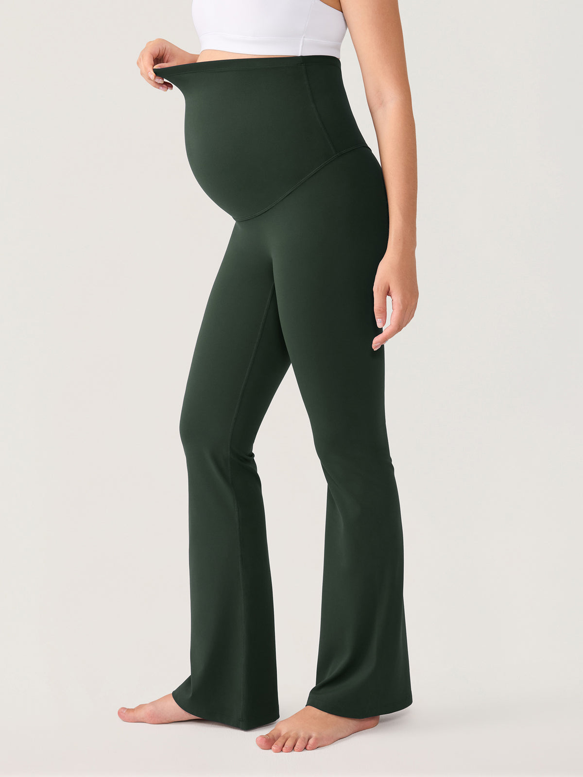 Natrelax® No Front Seam Maternity Flare Leggings 33.5" Legend Green