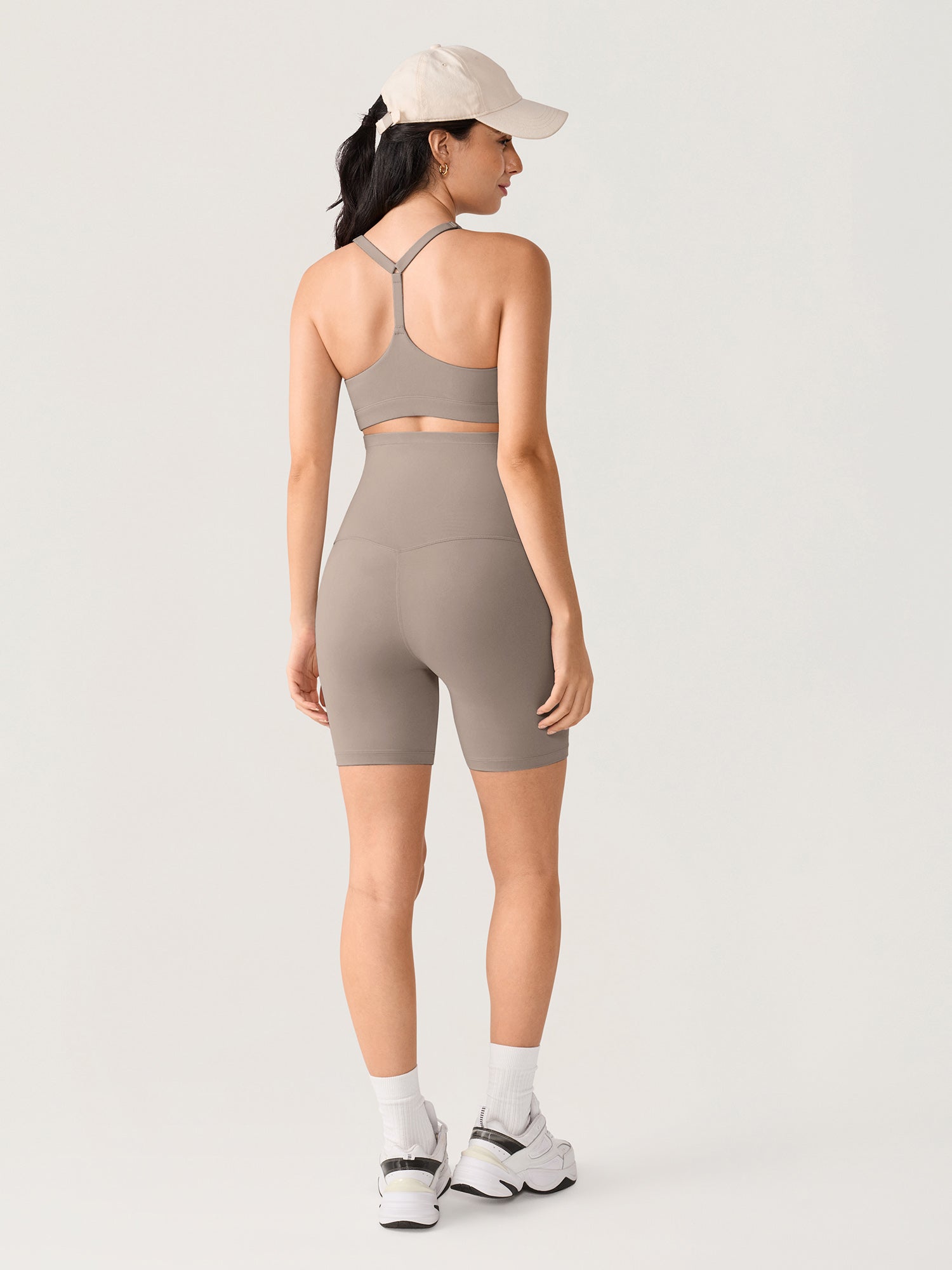 Natrelax® No Front Seam Maternity Shorts 6" Khaki Taupe