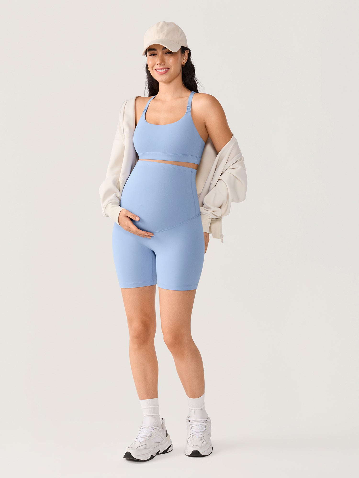 Natrelax® No Front Seam Maternity Shorts 6" Moonlight Blue
