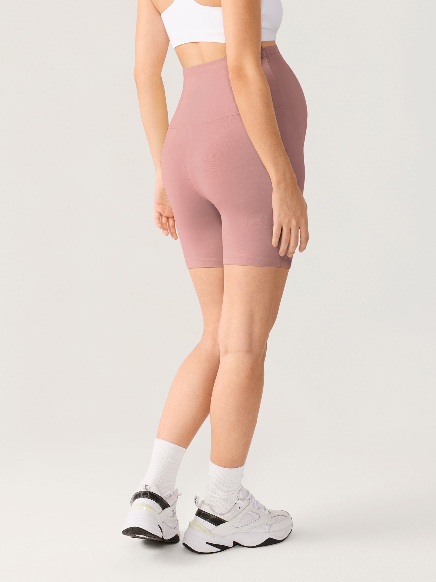 Natrelax® Seamless-Front Maternity Shorts 6" Peachskin Pink