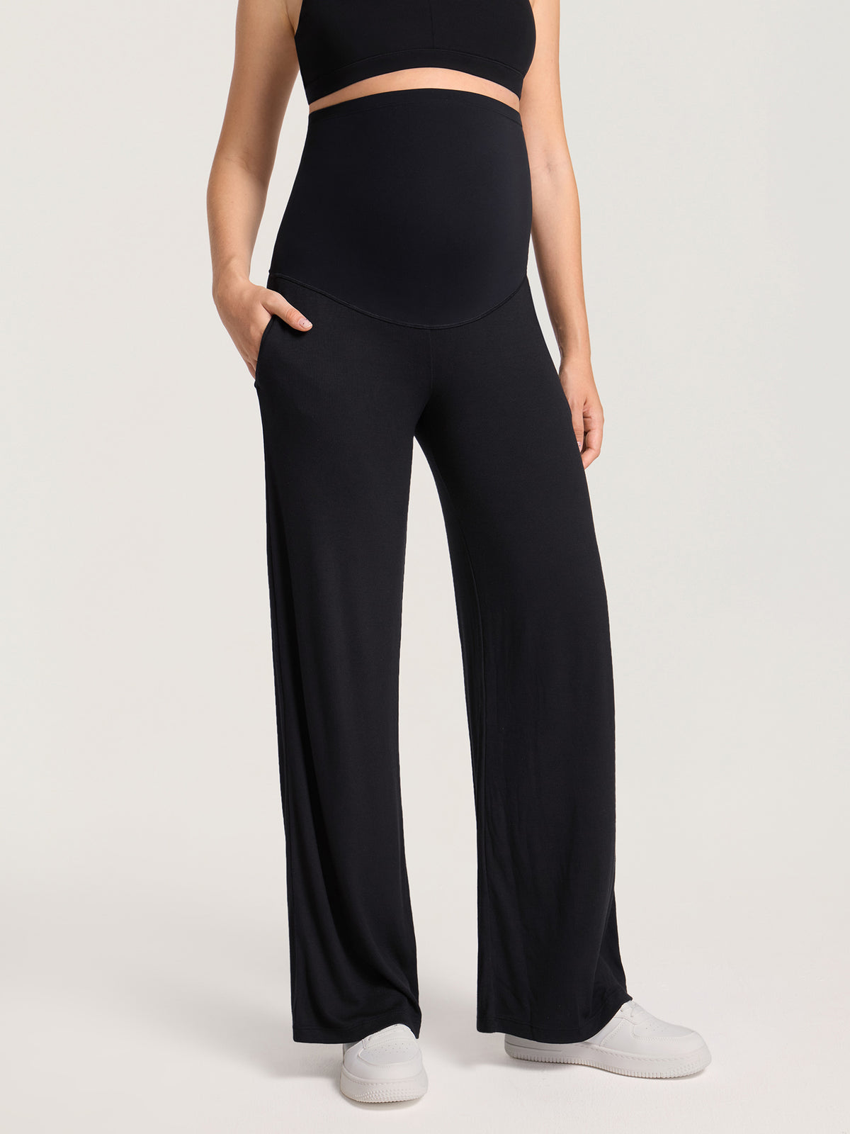 Cotton Rib Maternity Lounge Pants 30" Black