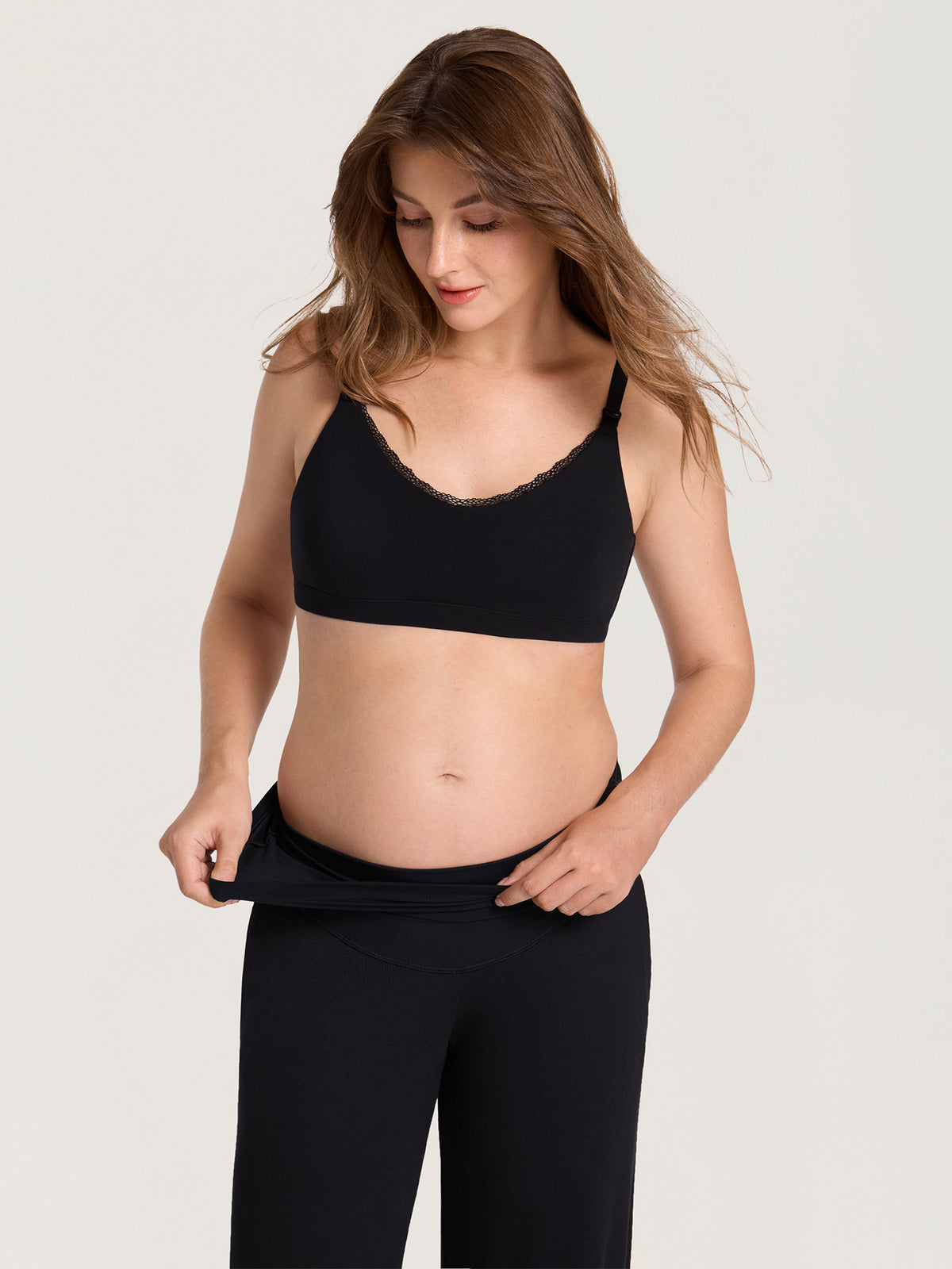 Cotton Rib Maternity Lounge Pants 30" Black
