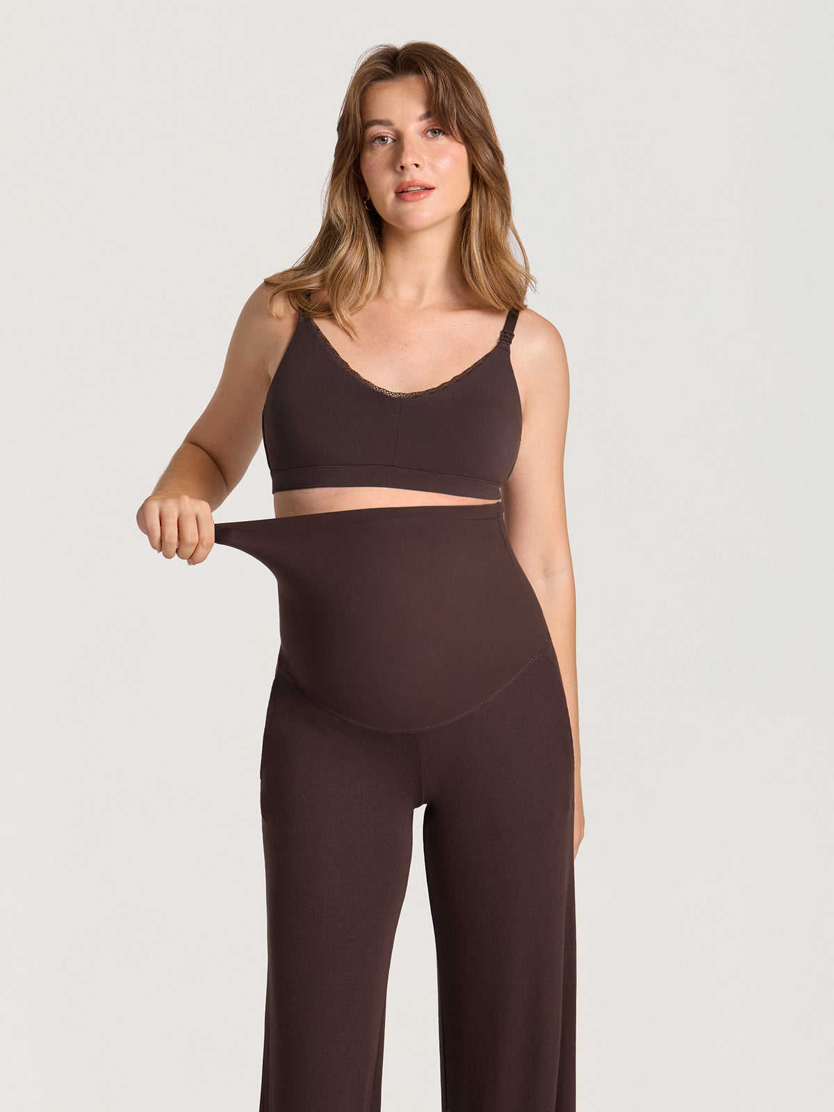 Cotton Rib Maternity Lounge Pants 30" Hot Fudge Brown