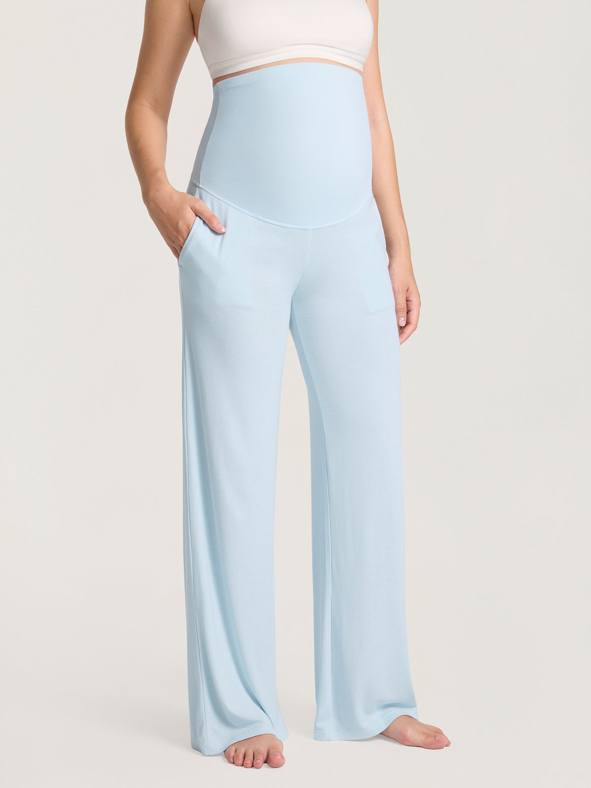Cotton Rib Maternity Lounge Pants 30" ICE