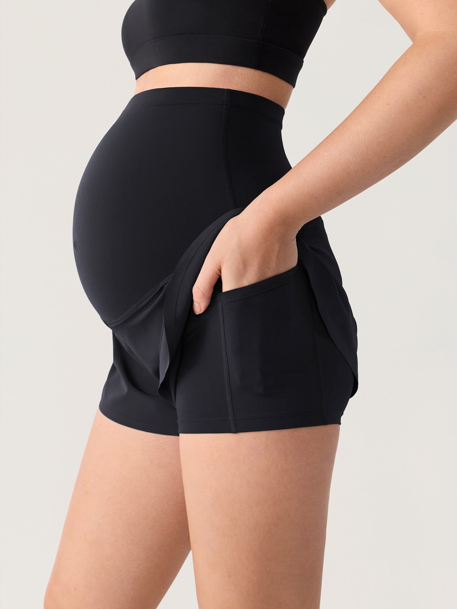 Bloomove™ Maternity Dolphin Shorts - with Inner Pockets Black