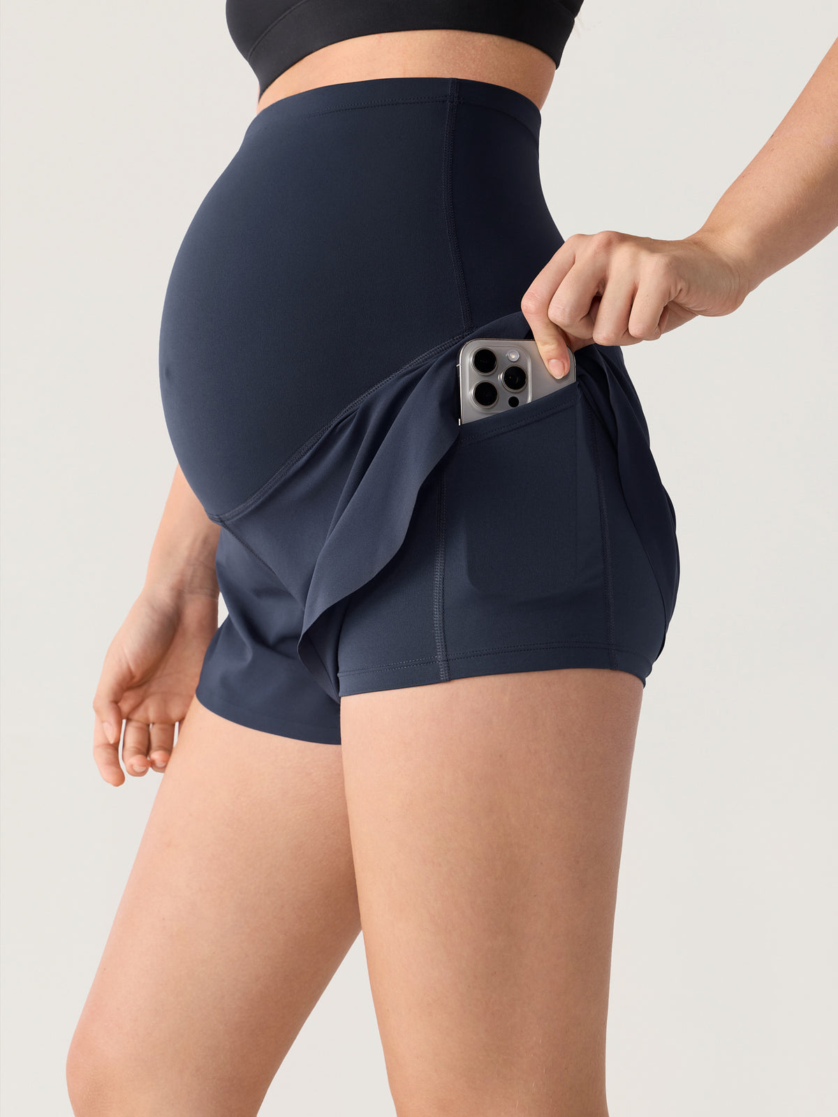 Bloomove™ Maternity Dolphin Shorts - with Inner Pockets Twilight Blue