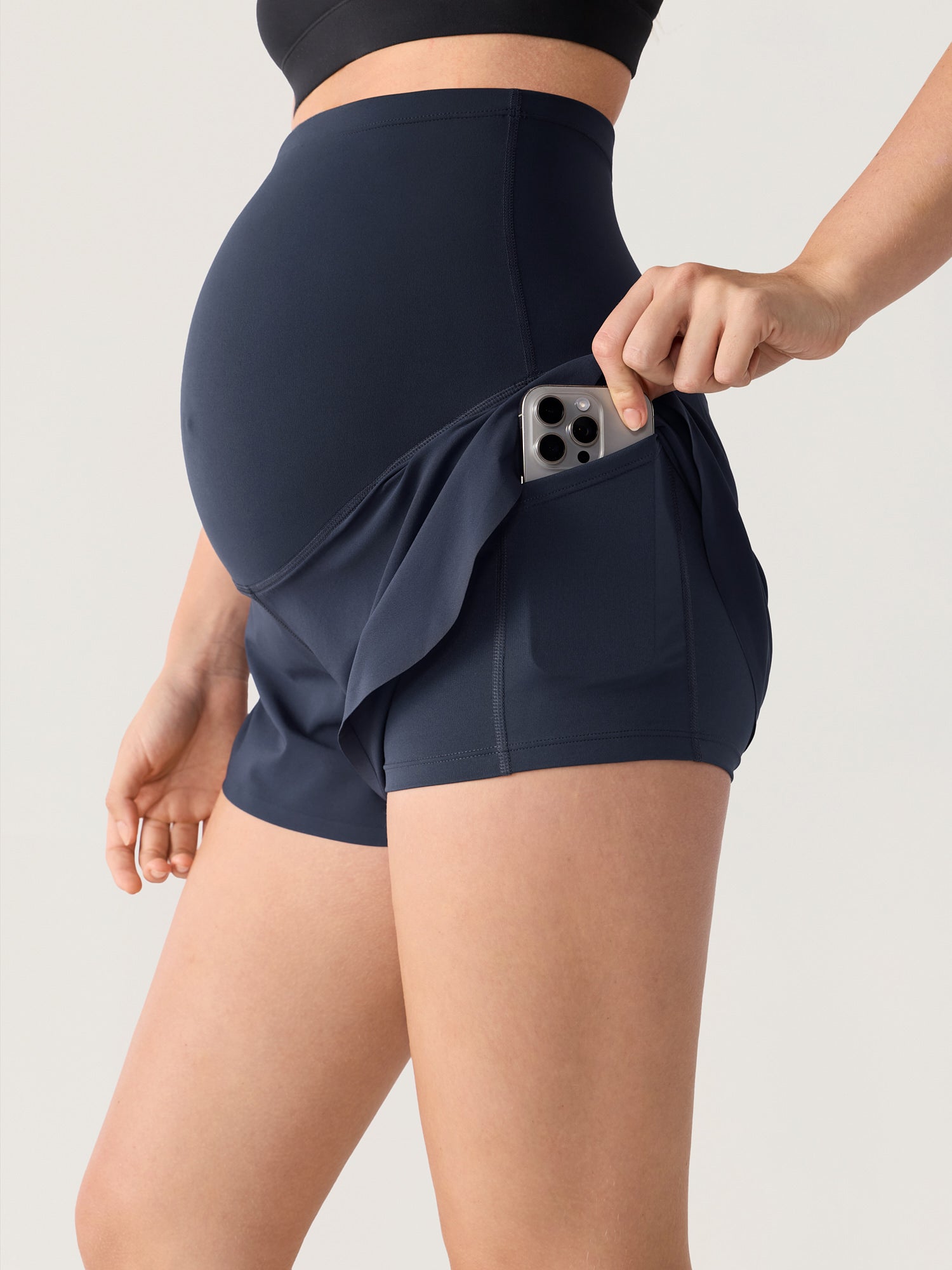 Bloomove™ Maternity Dolphin Shorts - with Inner Pockets Twilight Blue
