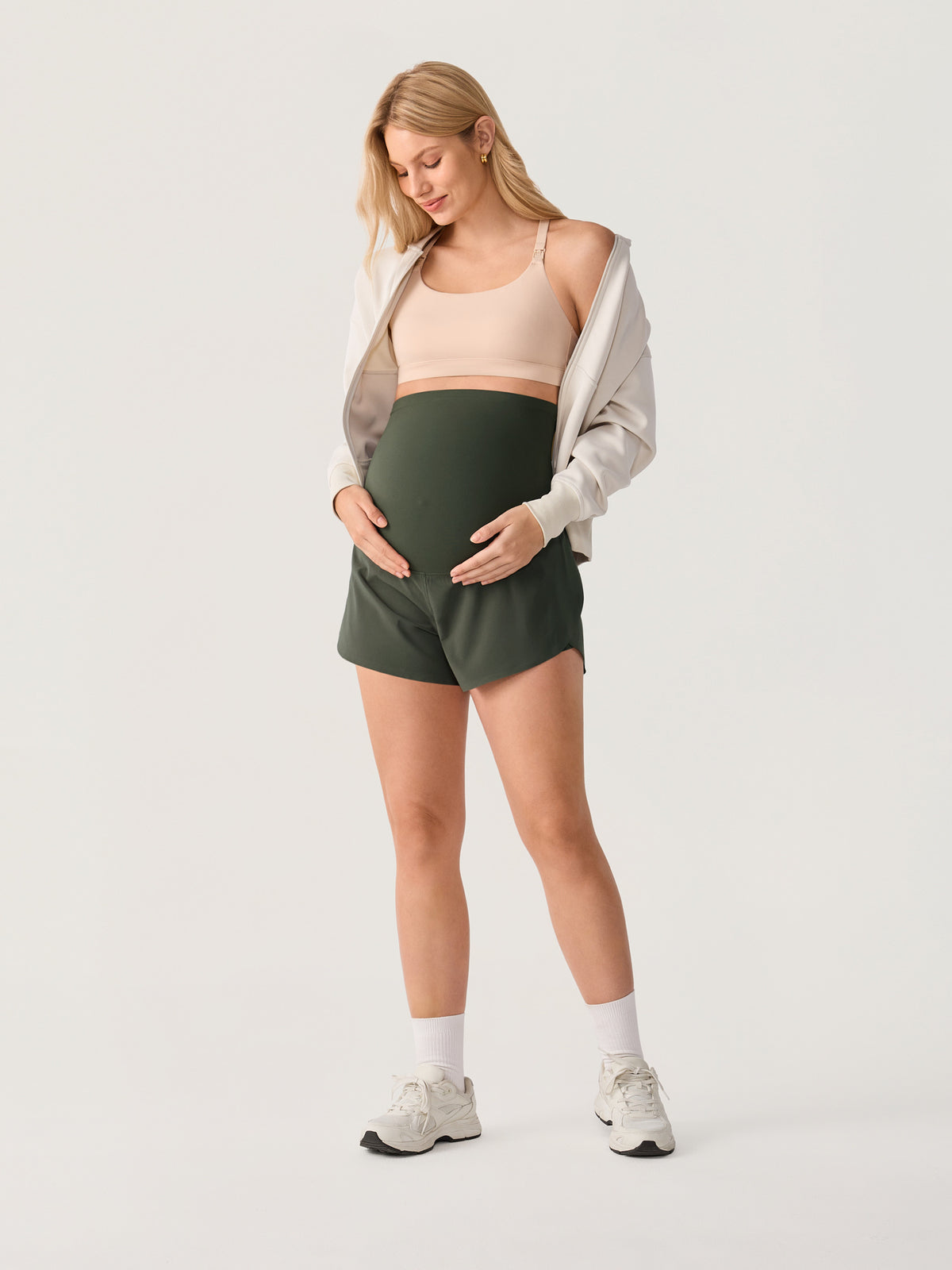 Bloomove™ Maternity Dolphin Shorts - with Inner Pockets Aspen Olive