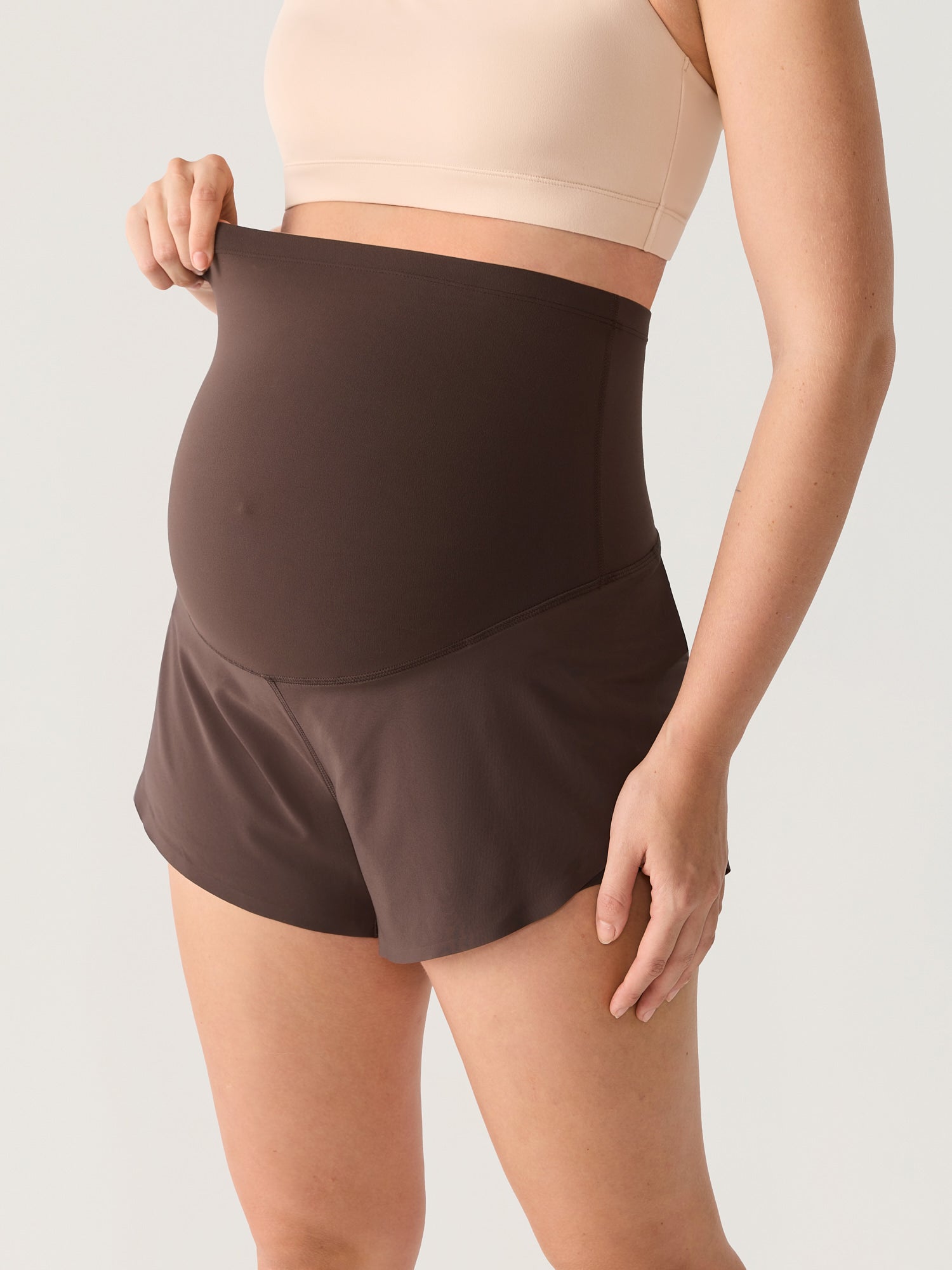 Bloomove™ Maternity Dolphin Shorts - with Inner Pockets Clay Brown