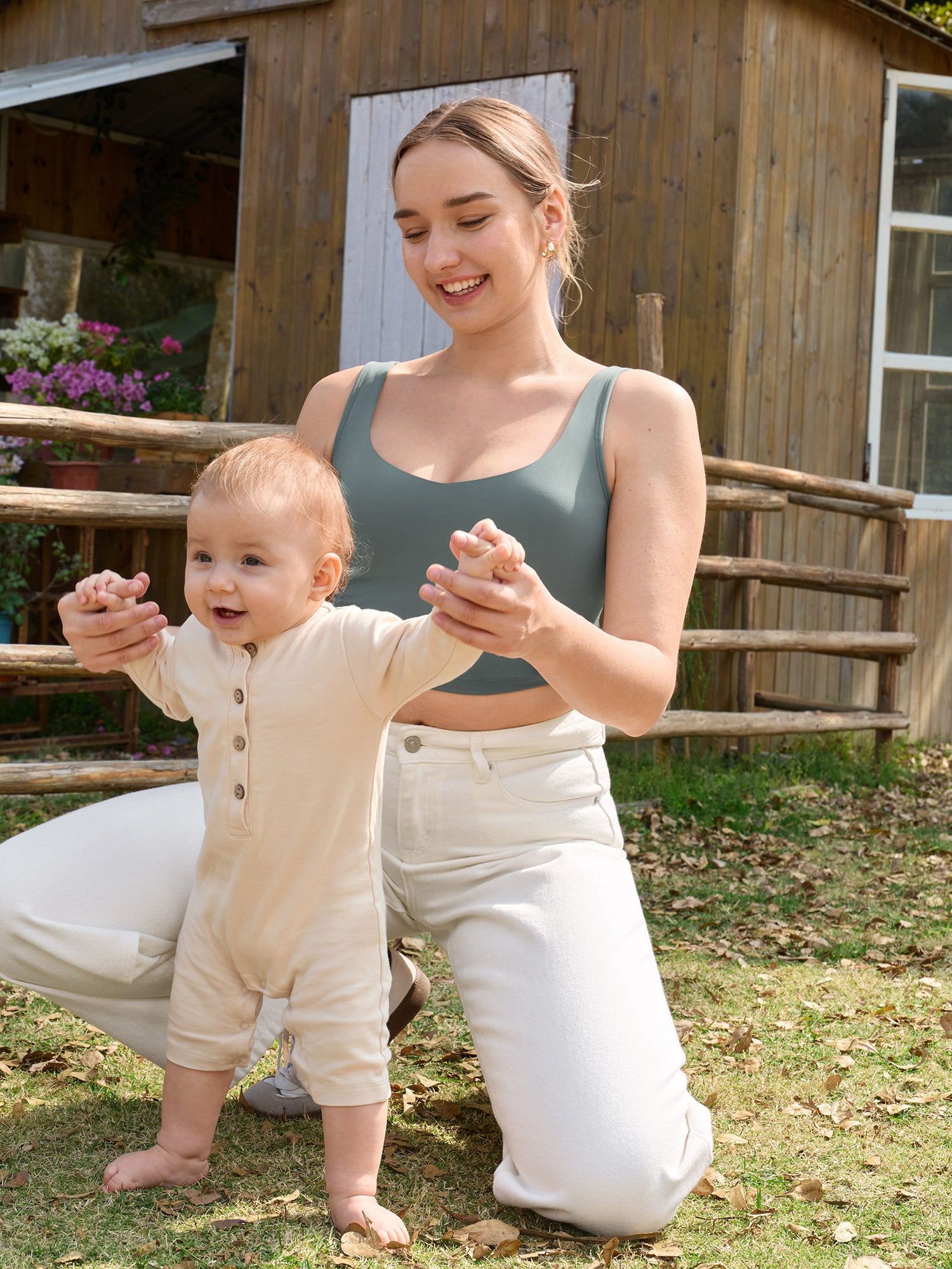 Natrelax® Nursing Crop Tank Top Grey Sage