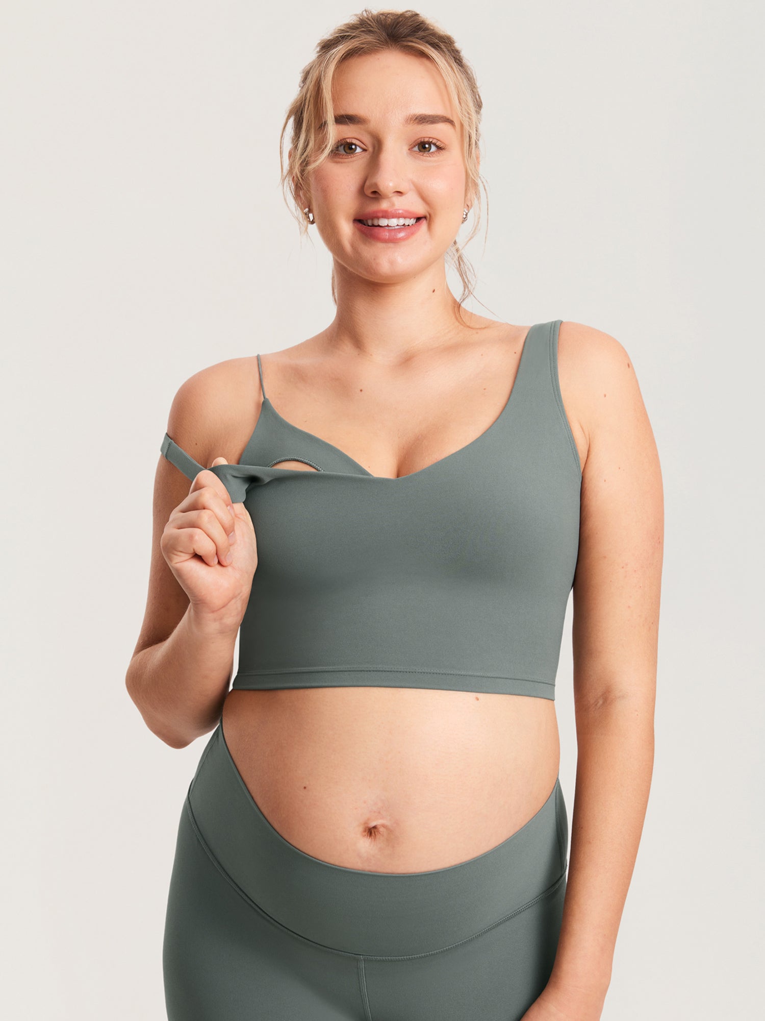 Natrelax® Nursing Crop Tank Top Grey Sage