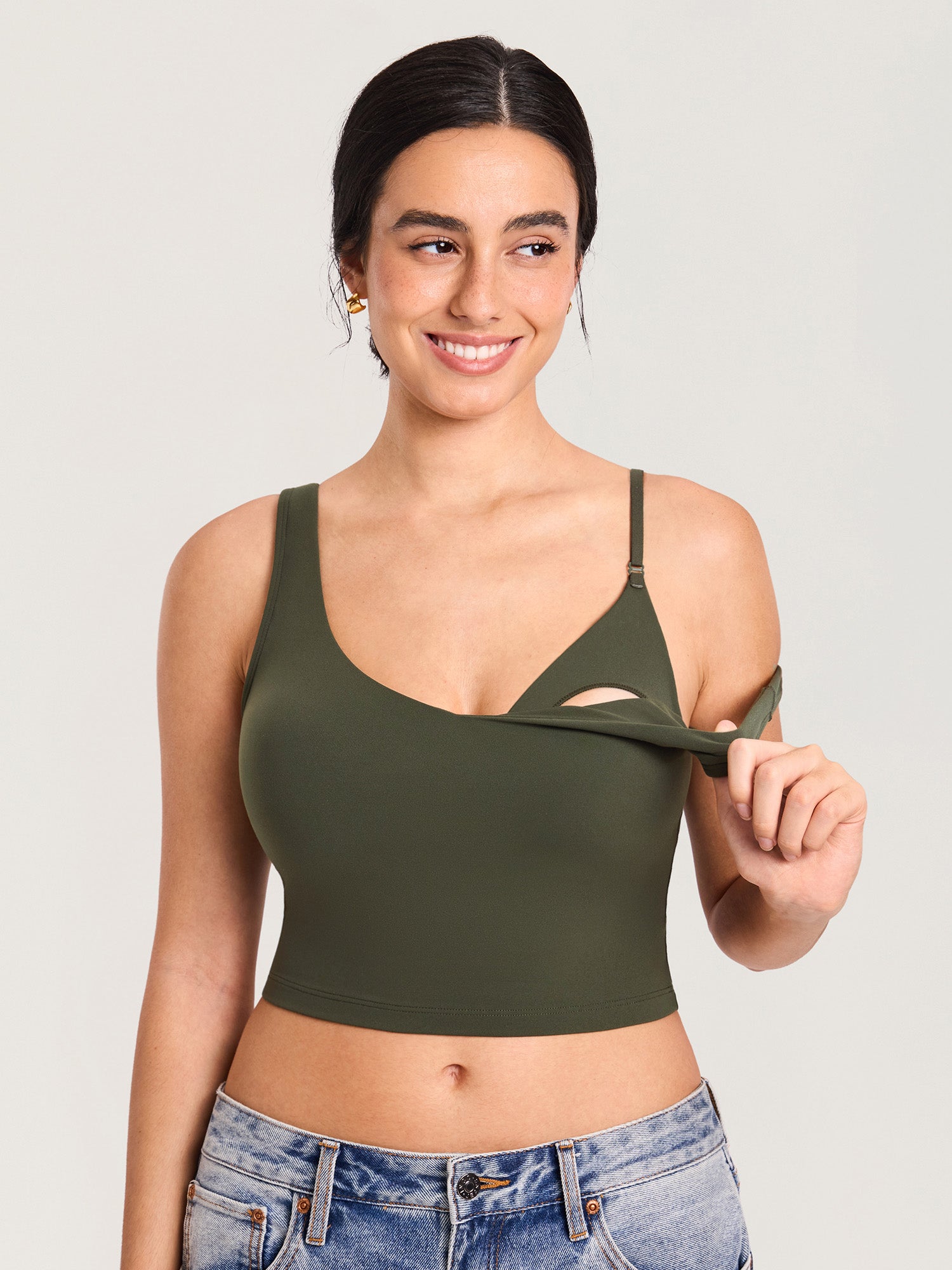 Natrelax® Nursing Crop Tank Top Olive Green