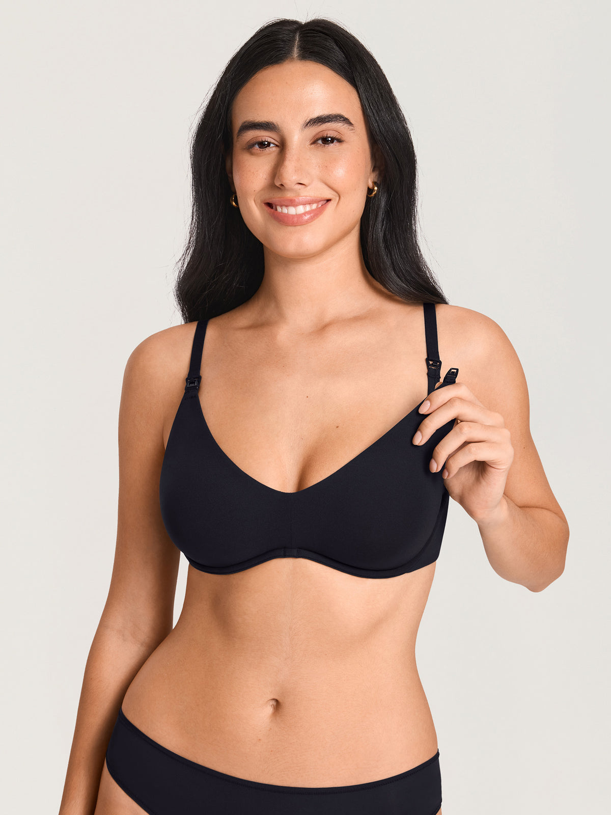 Inbarely® Plus Underwire Plunge Nursing Bra Black