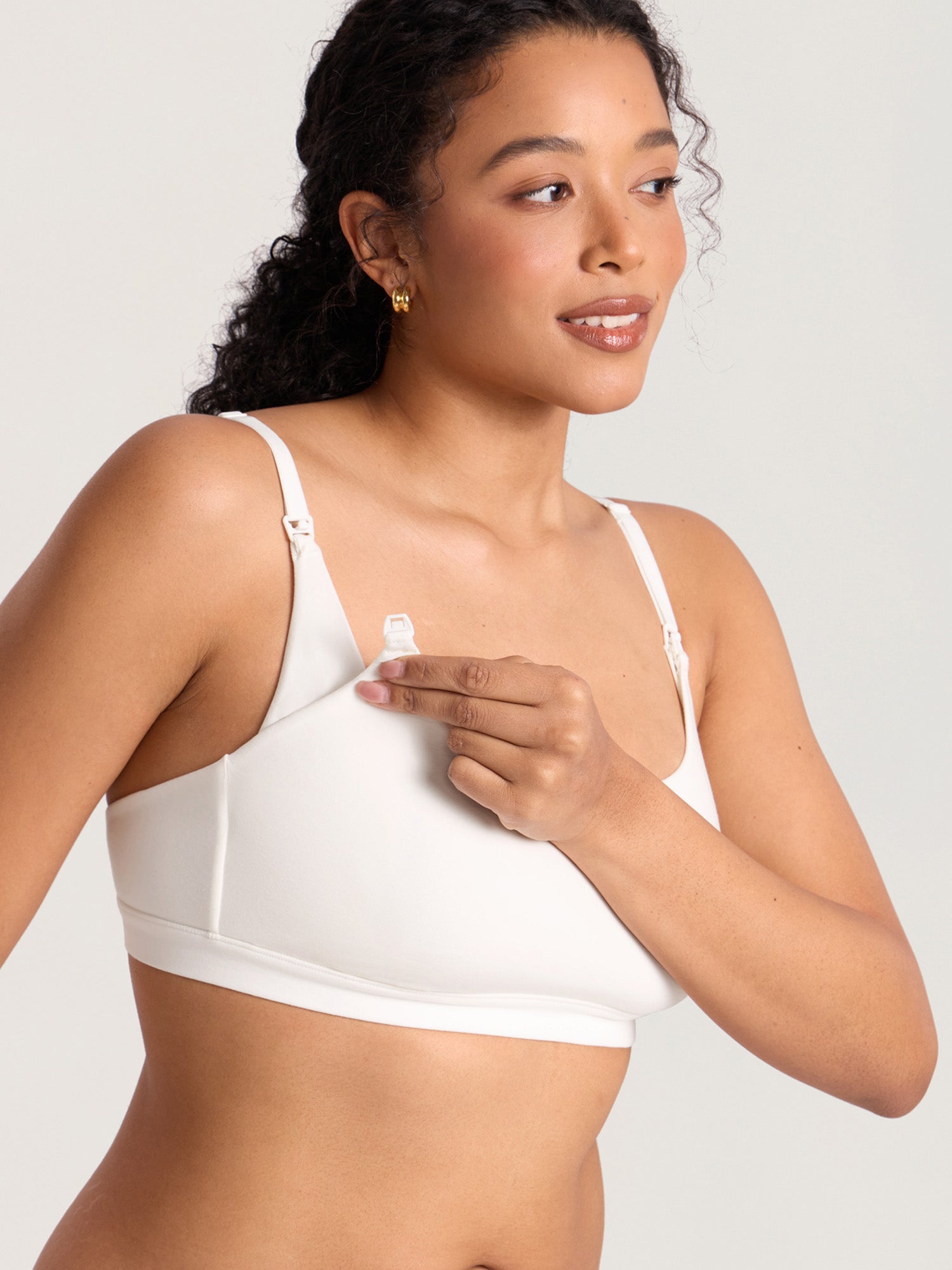 Cotton Scoop Neck Nursing Bralette Iceland White