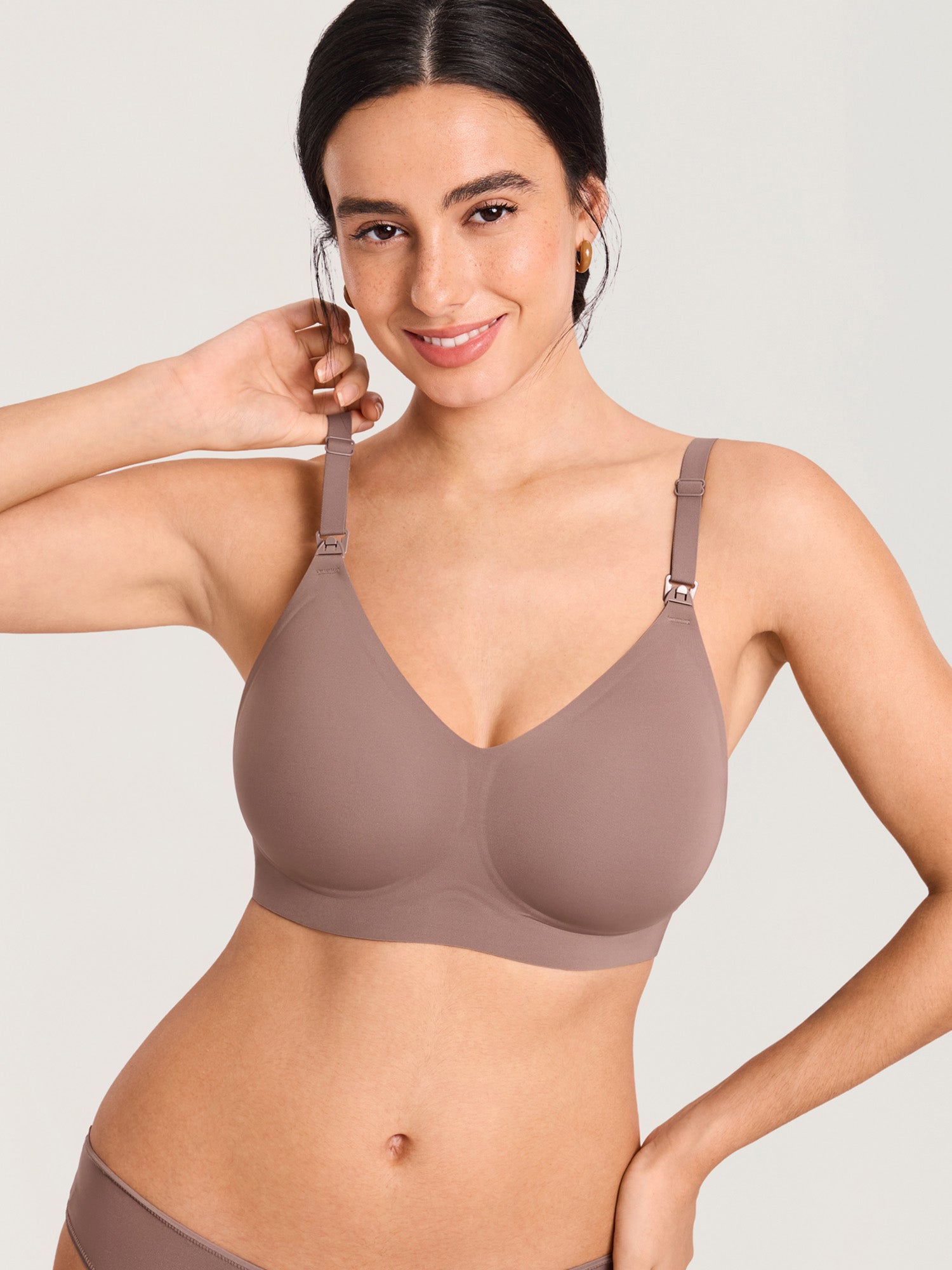 Seamless Jelly Strip Nursing Bra Brown Purple