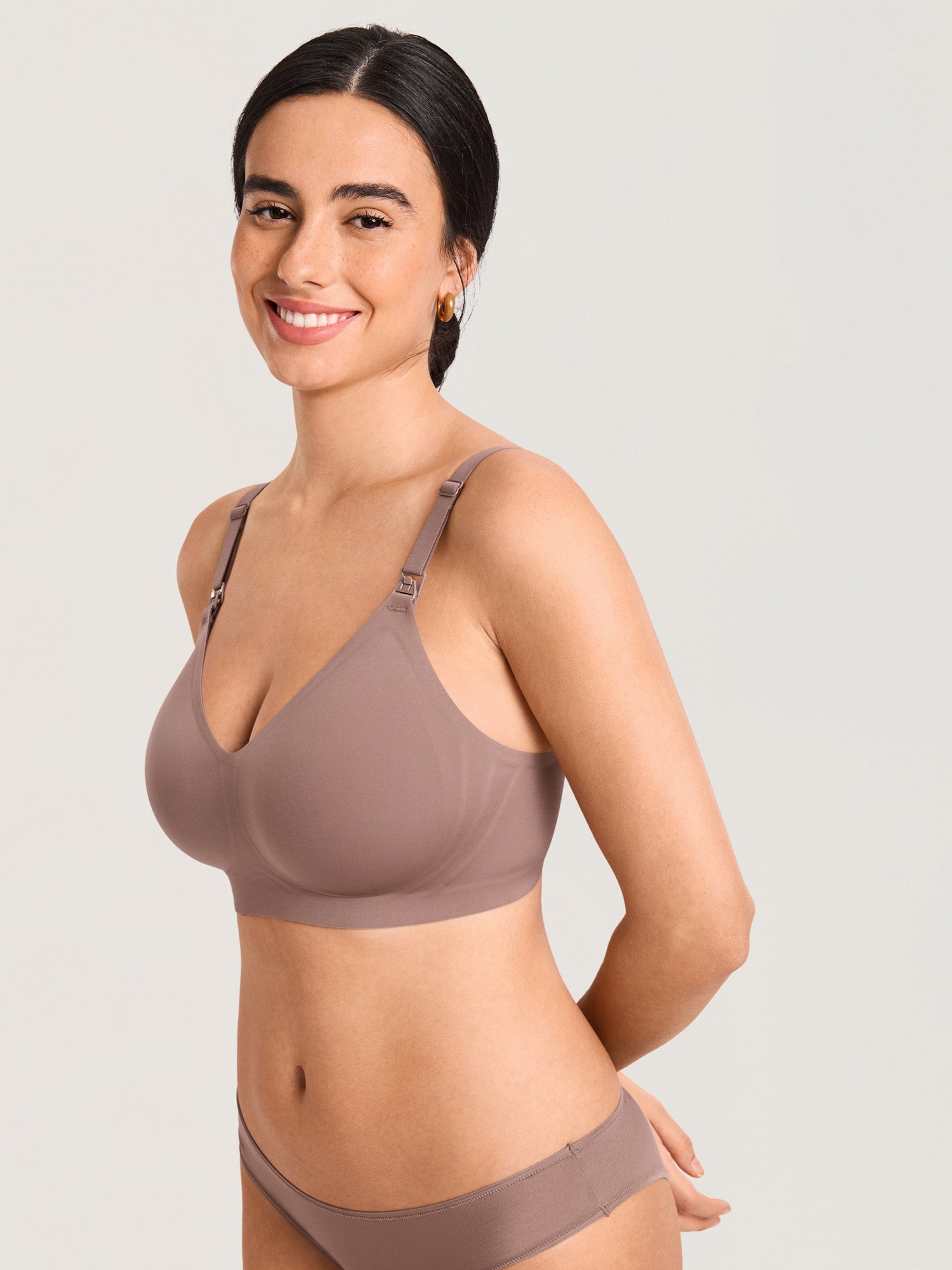 Seamless Jelly Strip Nursing Bra Brown Purple