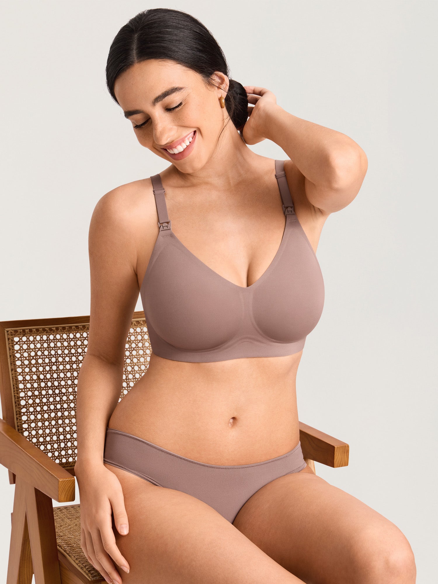Seamless Jelly Strip Nursing Bra Brown Purple