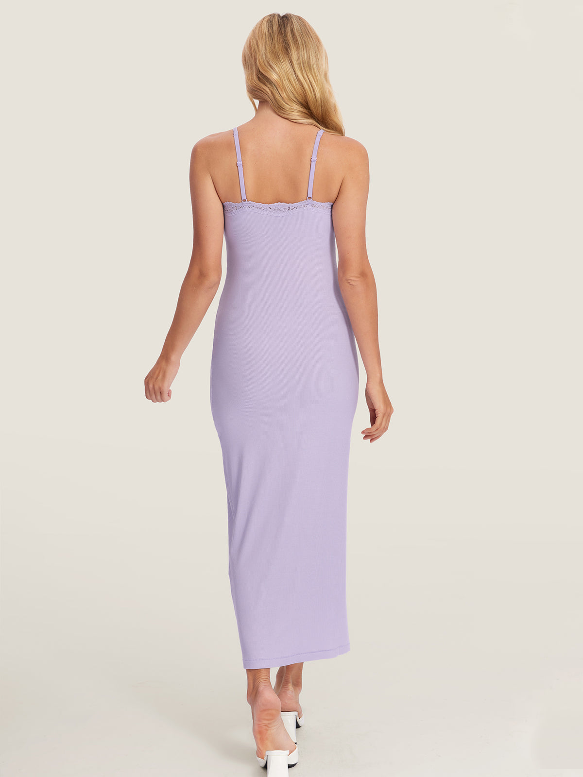 Lacy Ribbed Maternity & Nursing Dress Dreamy Purple