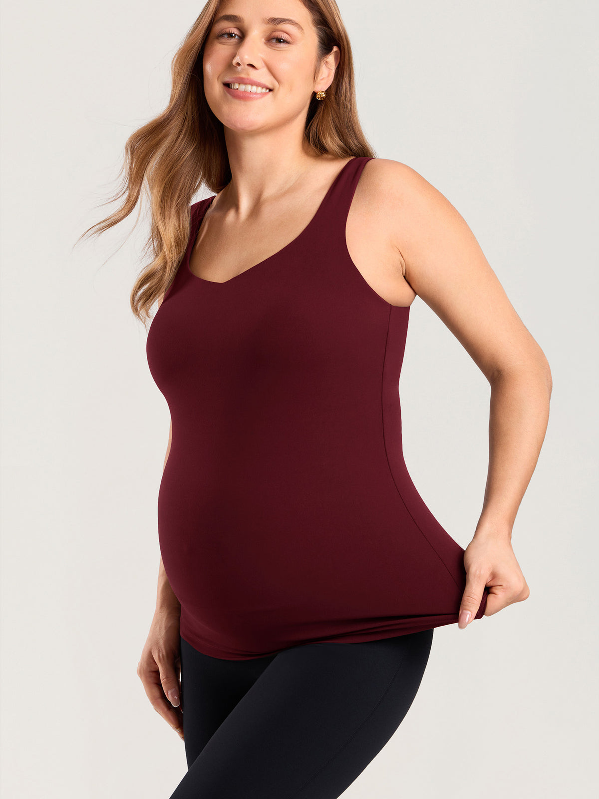 Natrelax® V Neck Nursing Tank Top Red Merlot