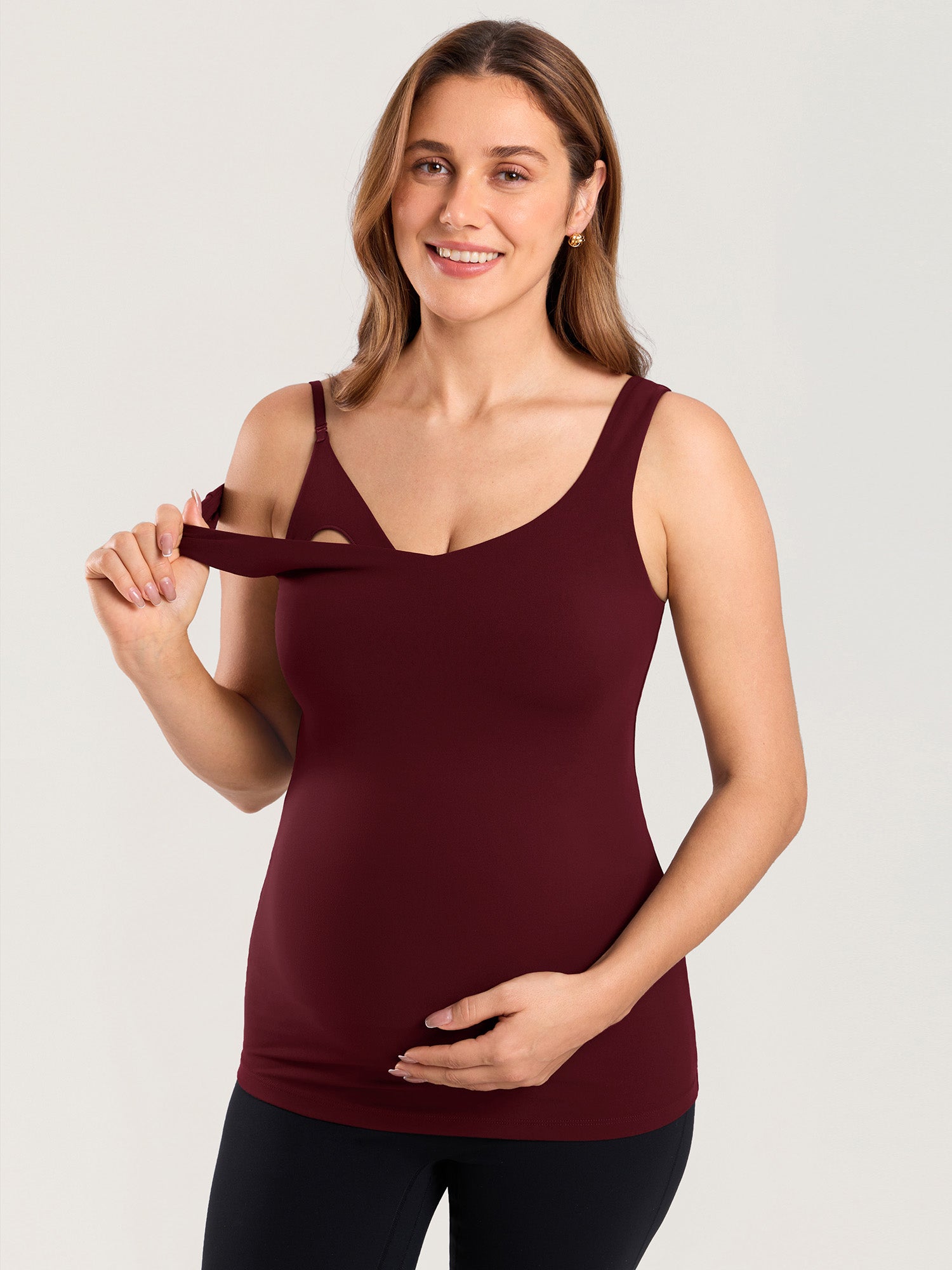 Natrelax® V Neck Nursing Tank Top Red Merlot